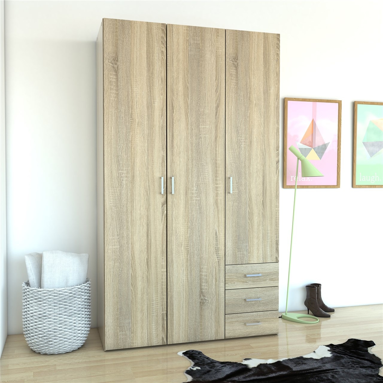 Home affaire Kinderkleiderschrank, Mit viel Stauraum, graue Stangengriffe, Gr. ca. 200,4 x 115,8 x 49,5 cm