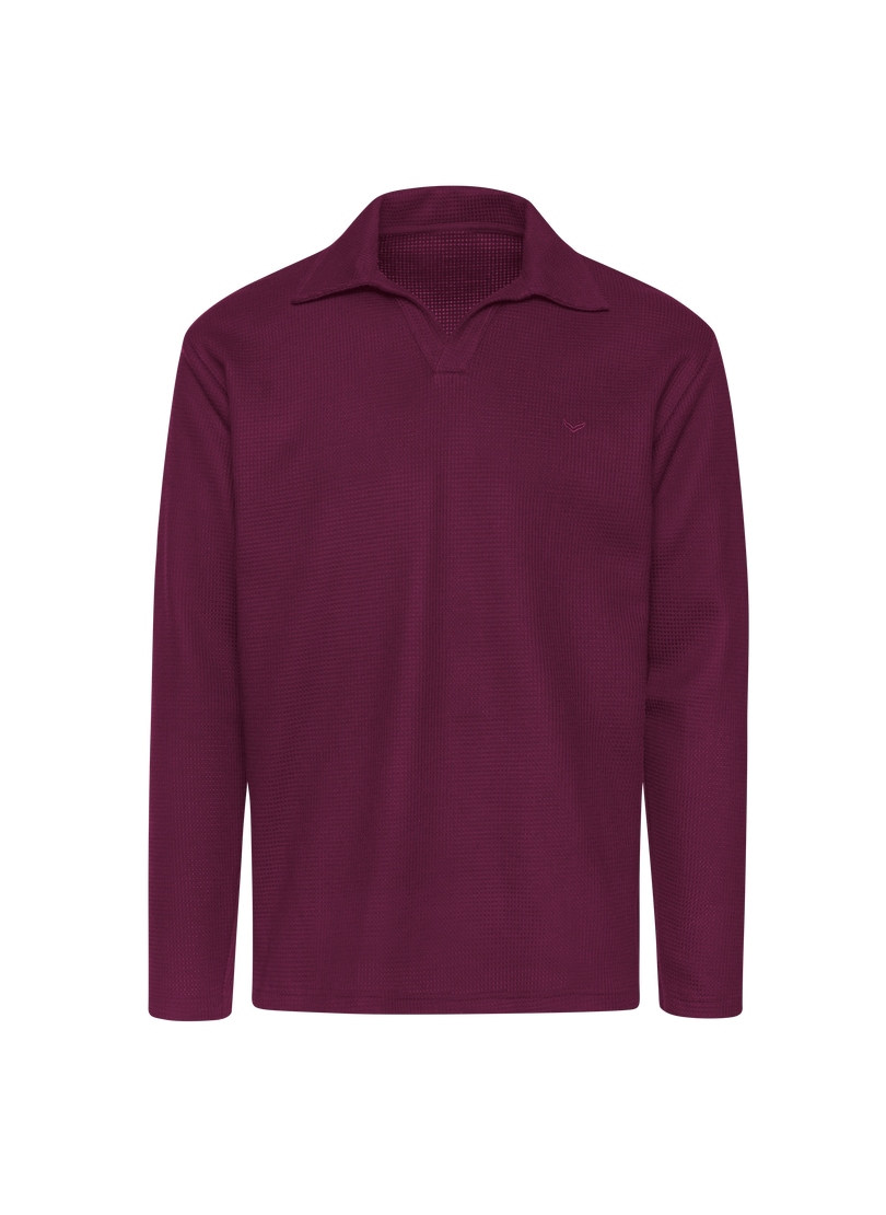 Trigema Poloshirt »TRIGEMA Langarm Poloshirt ohne Knopfleiste in Waffeloptik«, (1 tlg.)