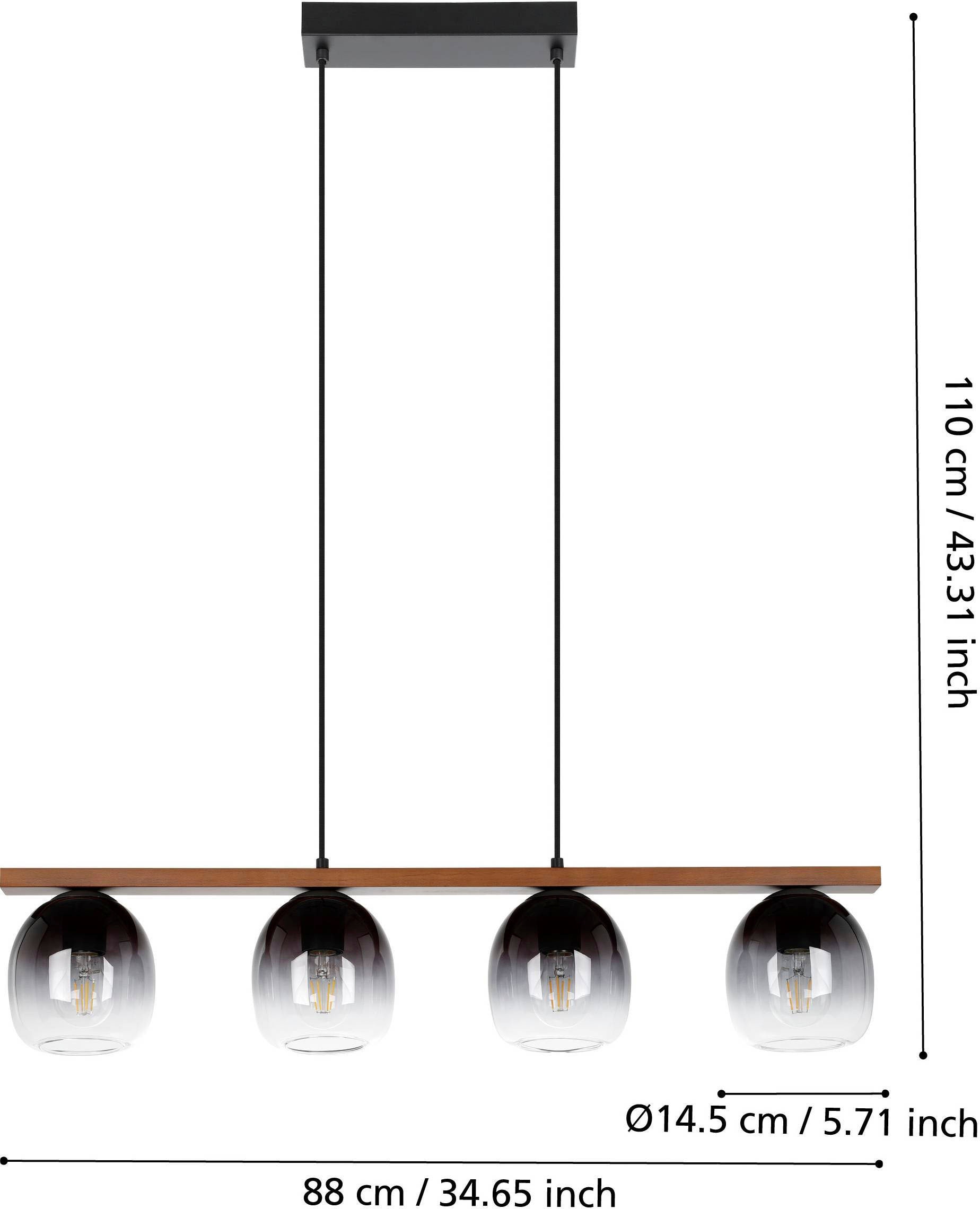EGLO Hängeleuchte »FILAGO«, Hängeleuchte in schwarz und braun aus Stahl, Holz - exkl. E27 - 40W