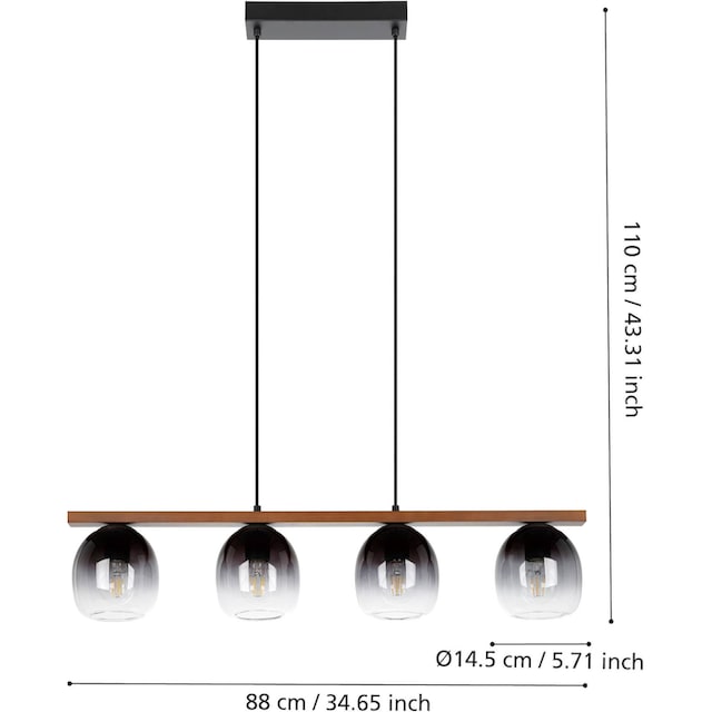 EGLO Hängeleuchte »FILAGO«, Hängeleuchte in schwarz und braun aus Stahl,  Holz - exkl. E27 - 40W | BAUR