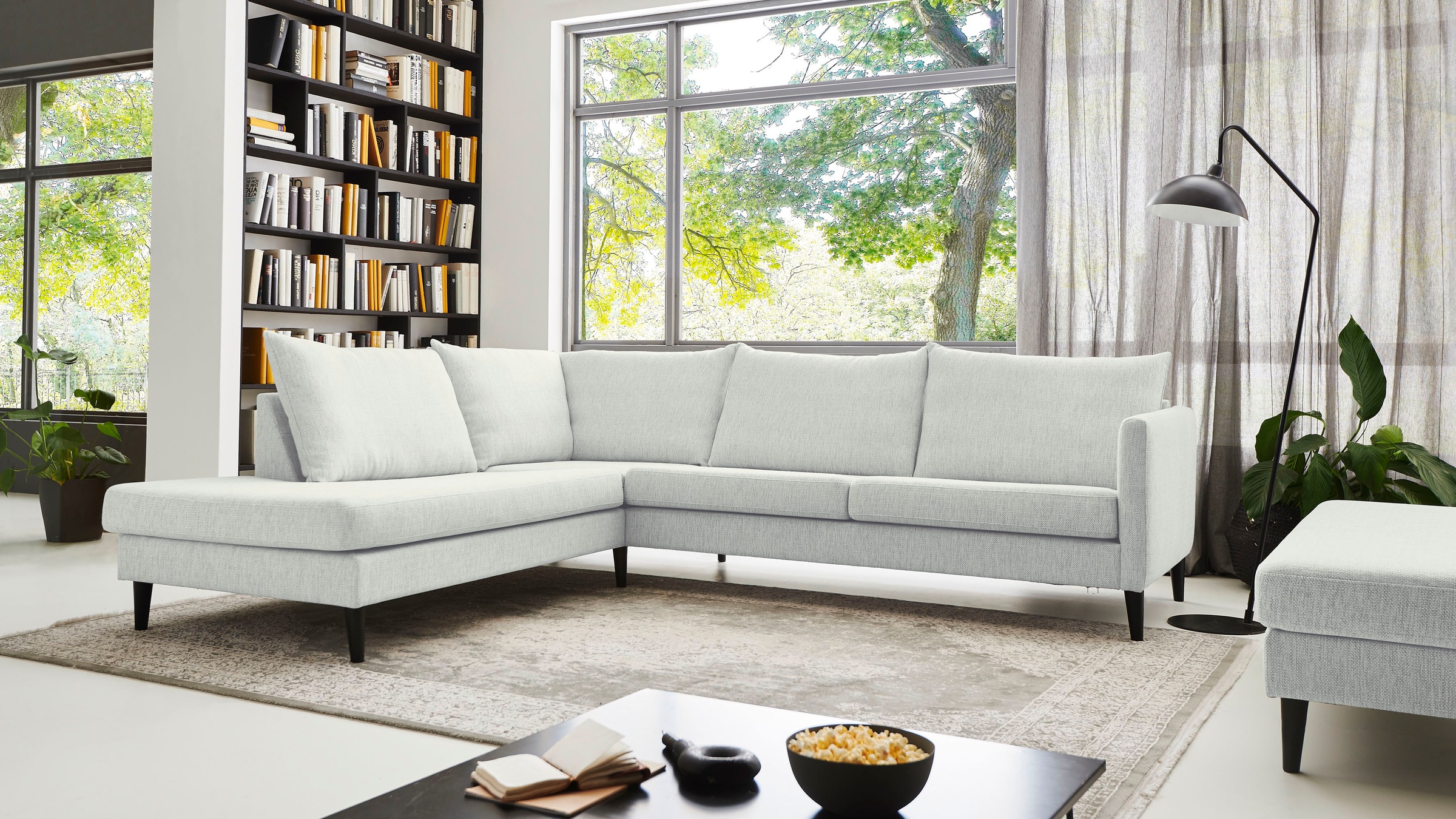 ATLANTIC home collection Ecksofa »Rekvik L-Form« mit Wellenunterfederung, mit Massivholzfüßen