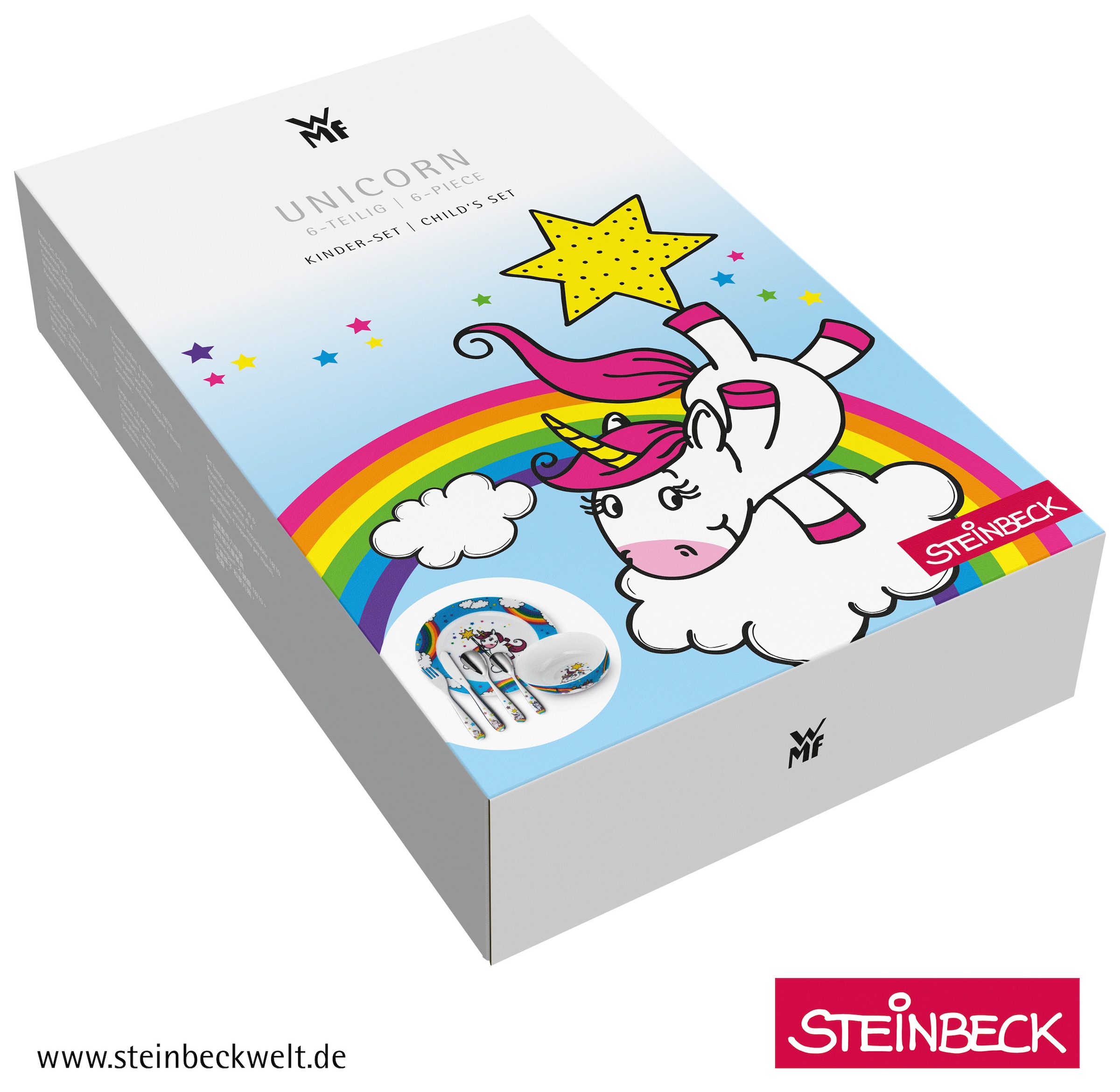 WMF Kindergeschirr-Set »Einhorn«, (Set, 6 tlg.), ab 3 Jahren, spülmaschinengeeignet, farb- und lebensmittelecht