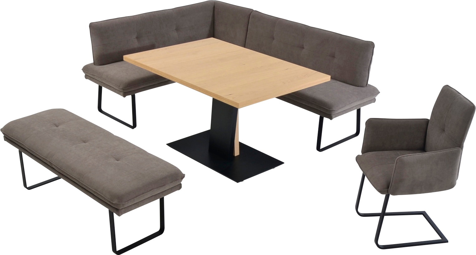 K+W Komfort & Wohnen "Giacomo III" 4 Stk. tlg. wahlweise links oder rechts langer Schenkel 207cm, Freischwingersessel