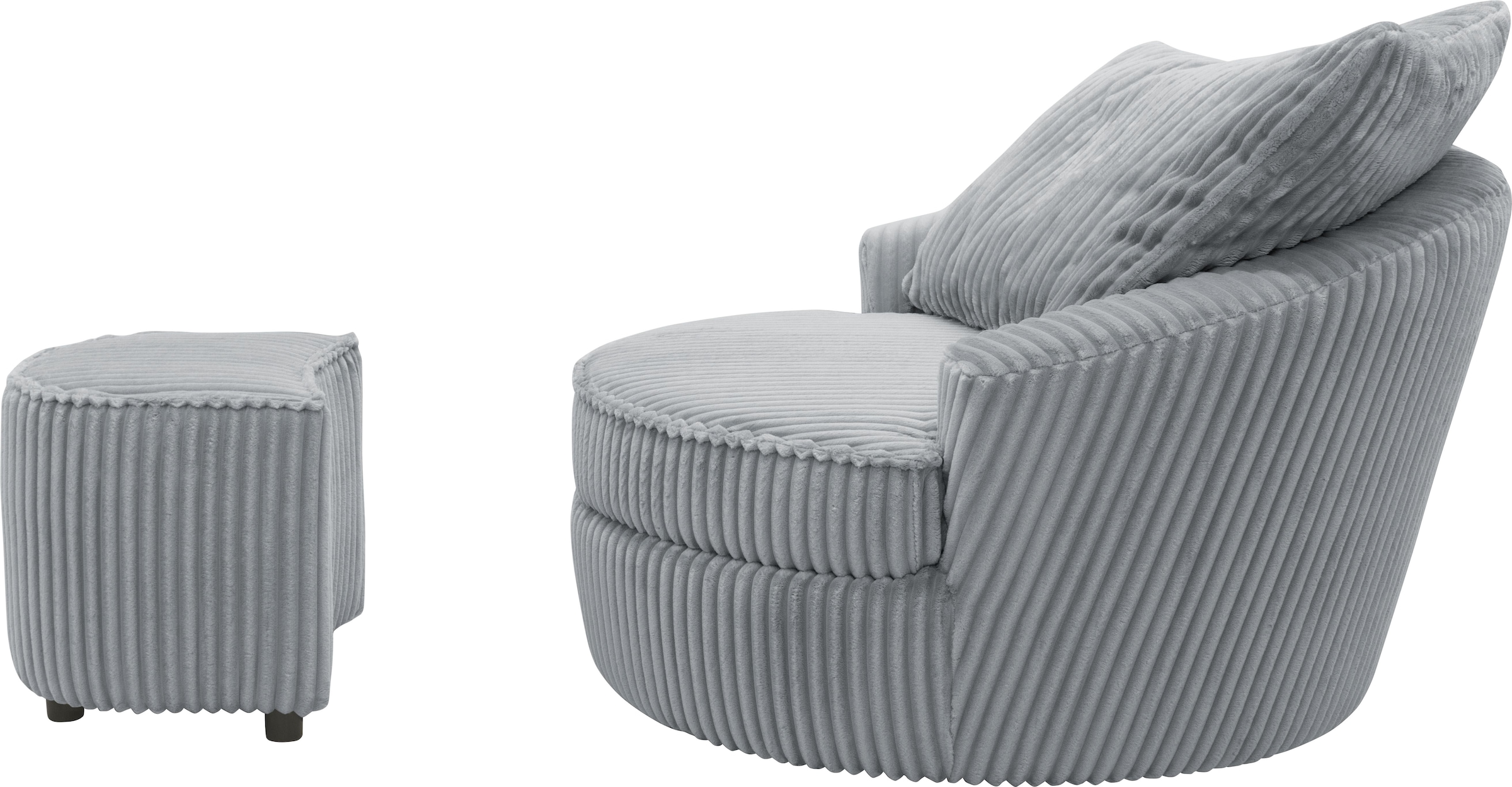 INOSIGN Drehsessel »AMECA, Relaxsessel mit Drehfunktion und Hocker, 122 x 126 x 76 cm,«, (Set, 2 St.), Love-Seat XXL und Lesesessel in Megacord