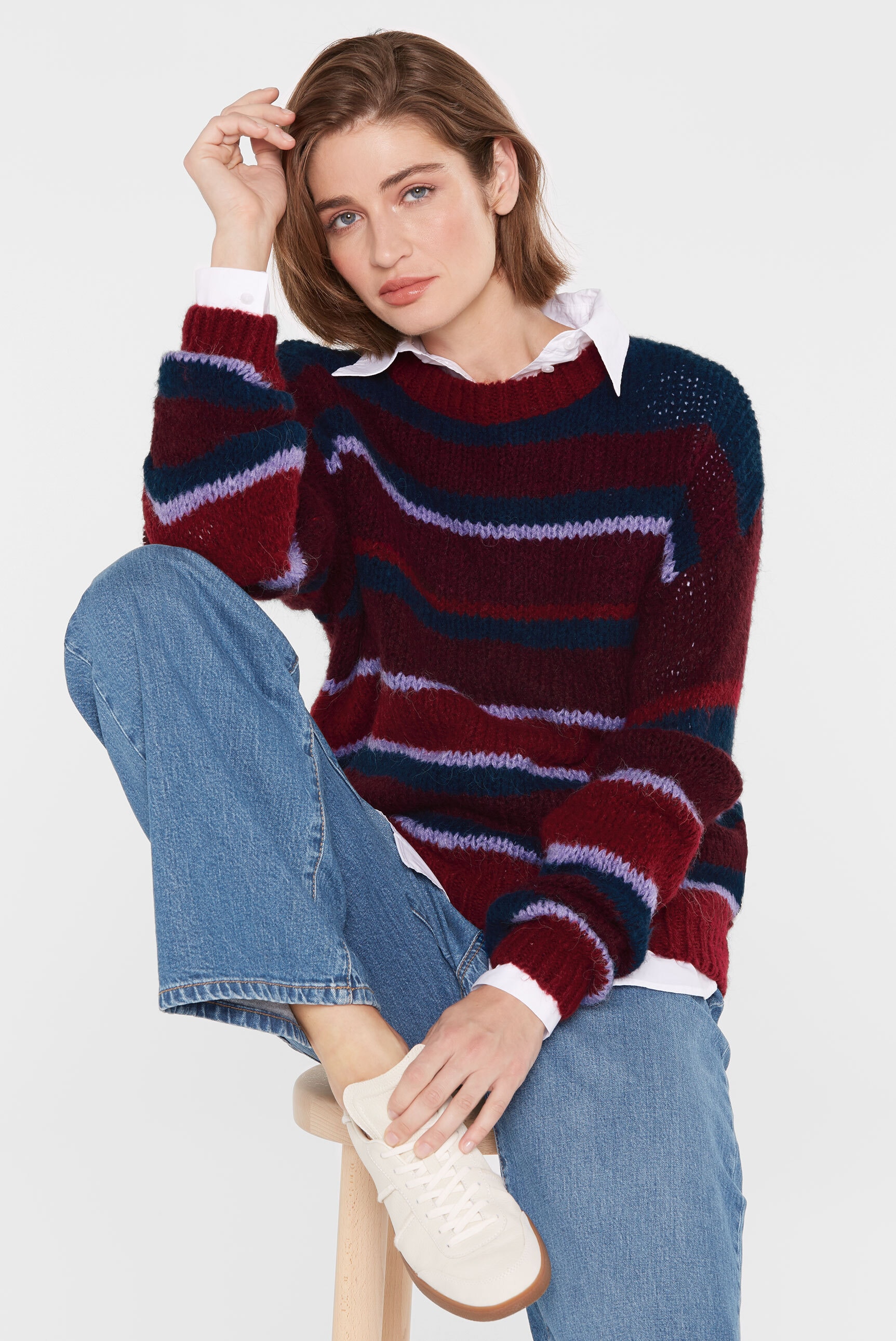 SENSES.THE LABEL Rundhalspullover aus Flauschstrick