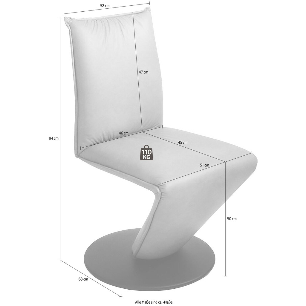 K+W Komfort & Wohnen Drehstuhl »Drive«, Leder CLOUD, Stuhl mit federnder Sitzschale, Drehteller in Metall schwarz Struktur