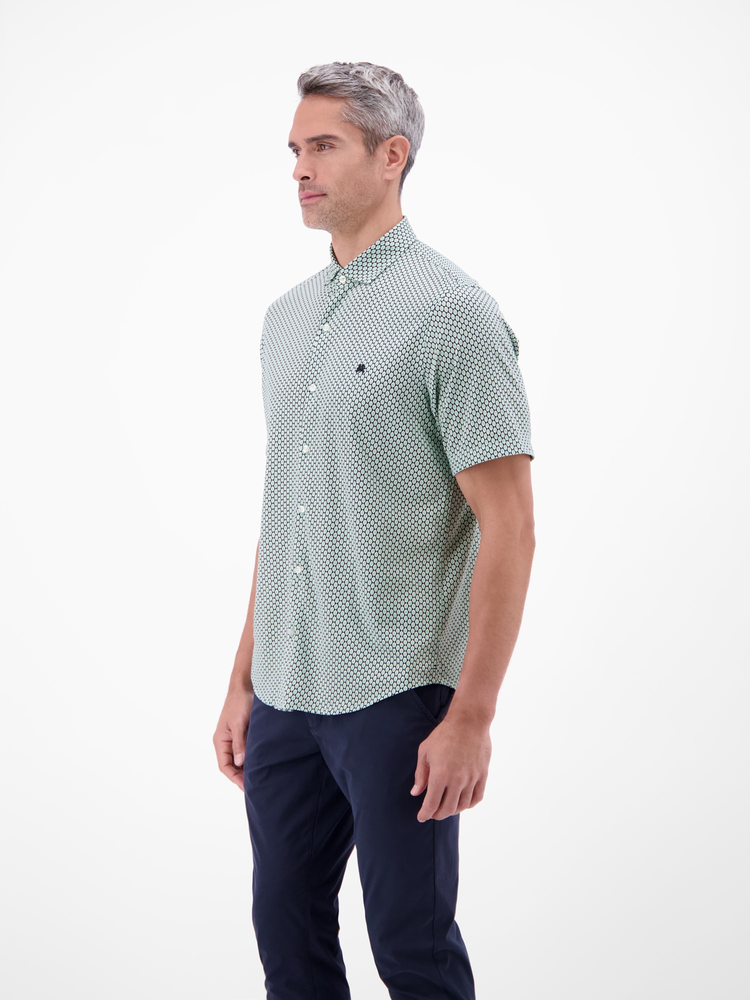 LERROS Kurzarmhemd »1/2 Hemd mit Minimalprint, 100 % Baumwolle«