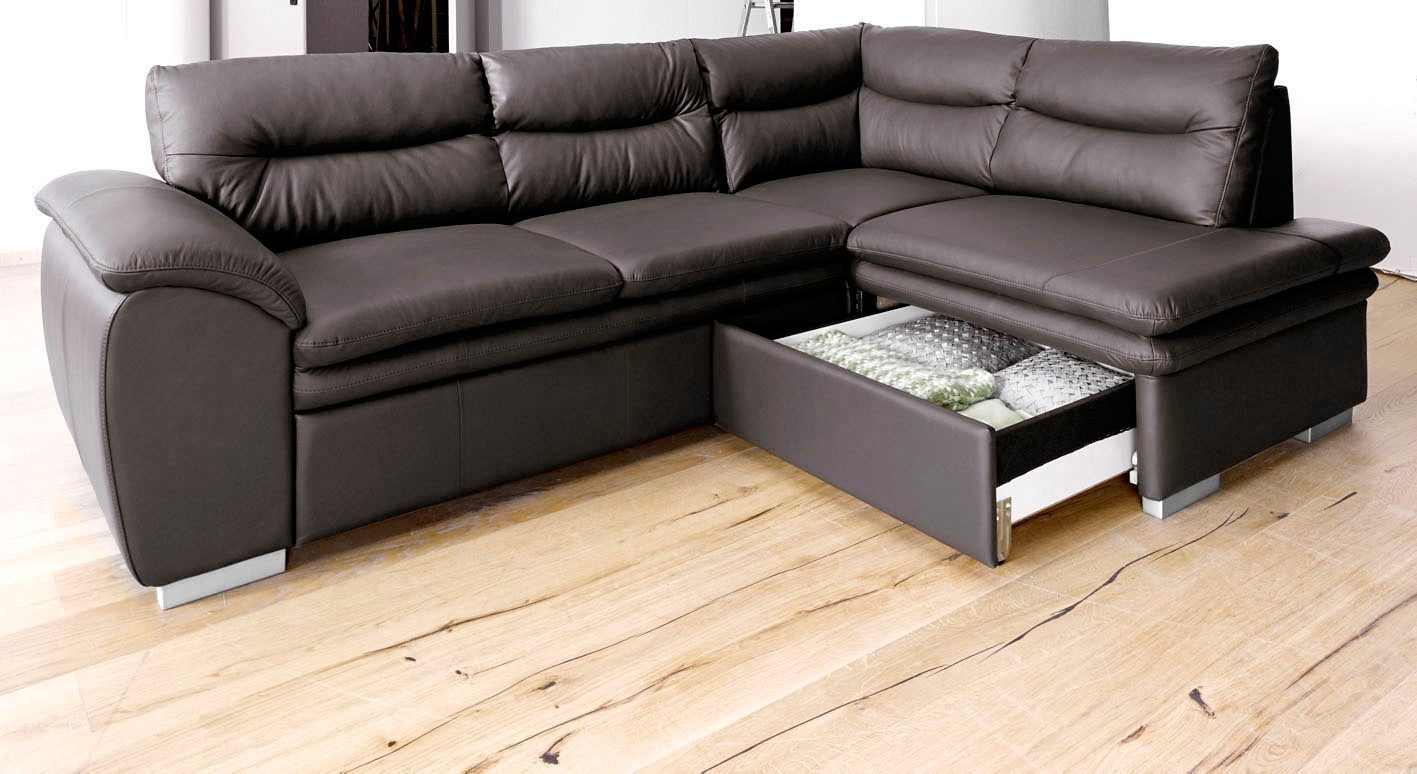 COTTA Ecksofa »Leandra L-Form«, wahlweise mit Bettfunktion & Bettkasten