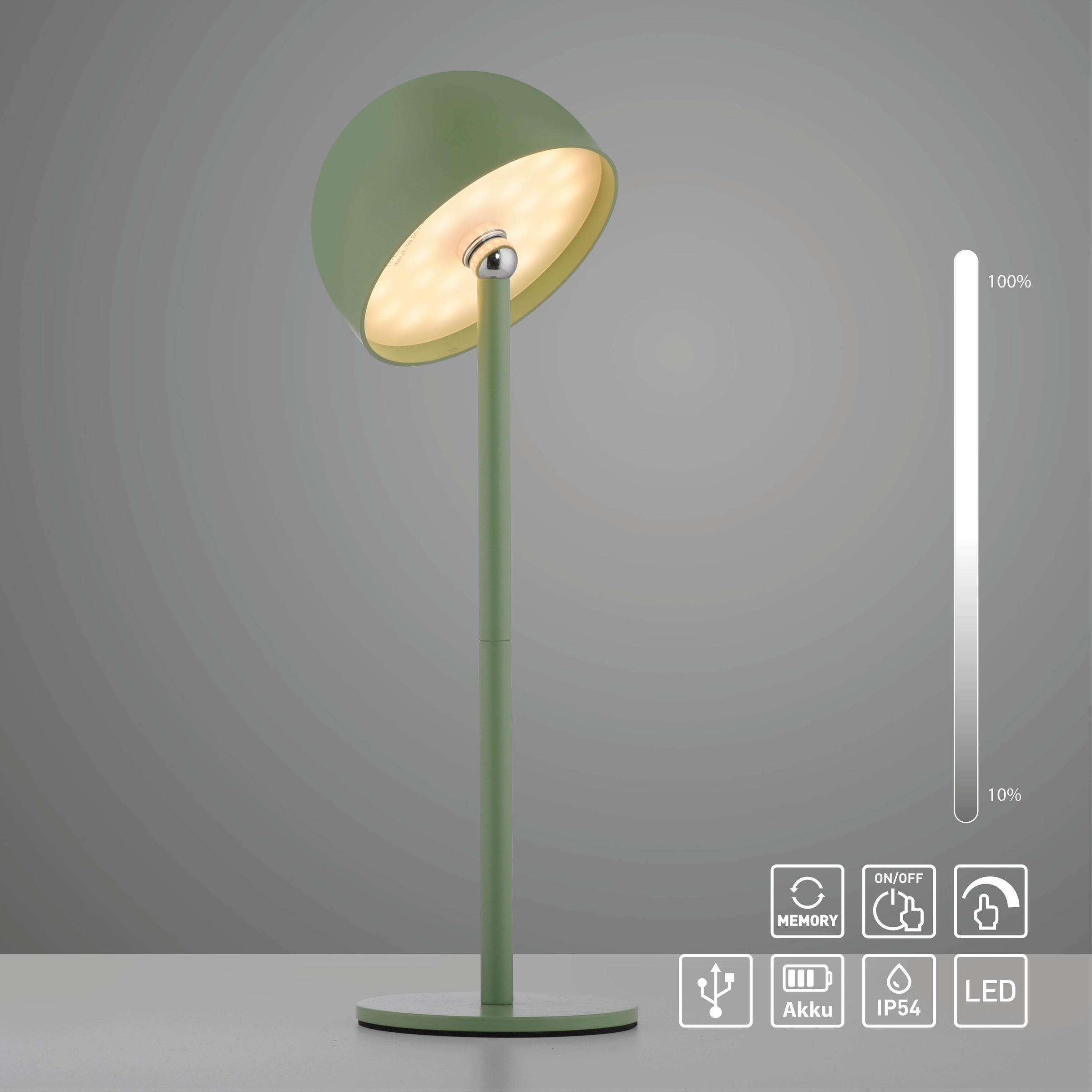 my home Tischleuchte »Akku Tischleuchte Hesper Indoor Outdoor, magnetischer Flaschenaufsatz«, 1 flammig, Leuchtmittel LED-Board | LED fest integriert, Pilzlampe Flaschenaufsatz, Regulierung der Lichtstärke, Pilz, Lampe