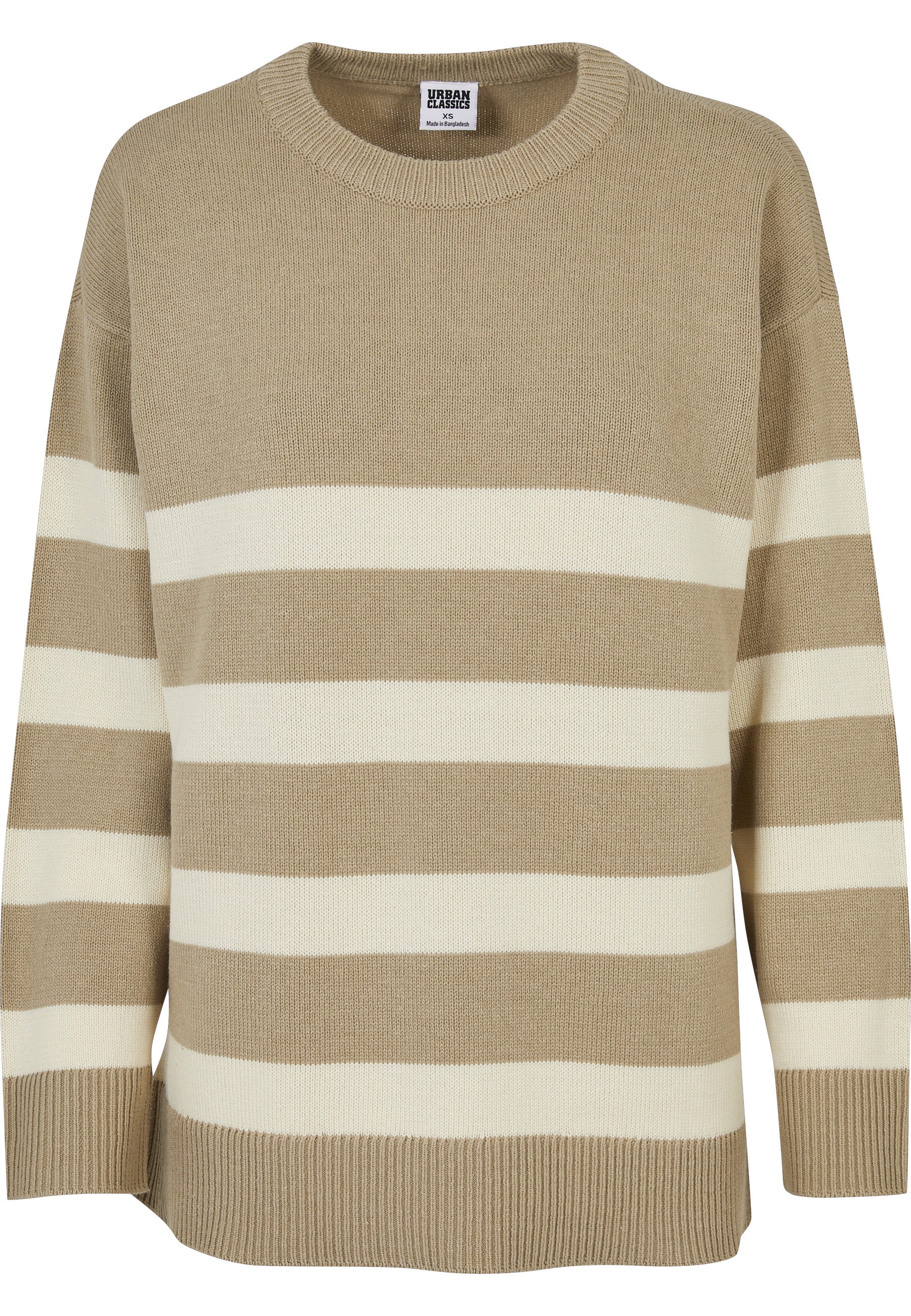 URBAN CLASSICS Fleecepullover "Urban Classics Damen Ladies Striped Knit Cre günstig online kaufen