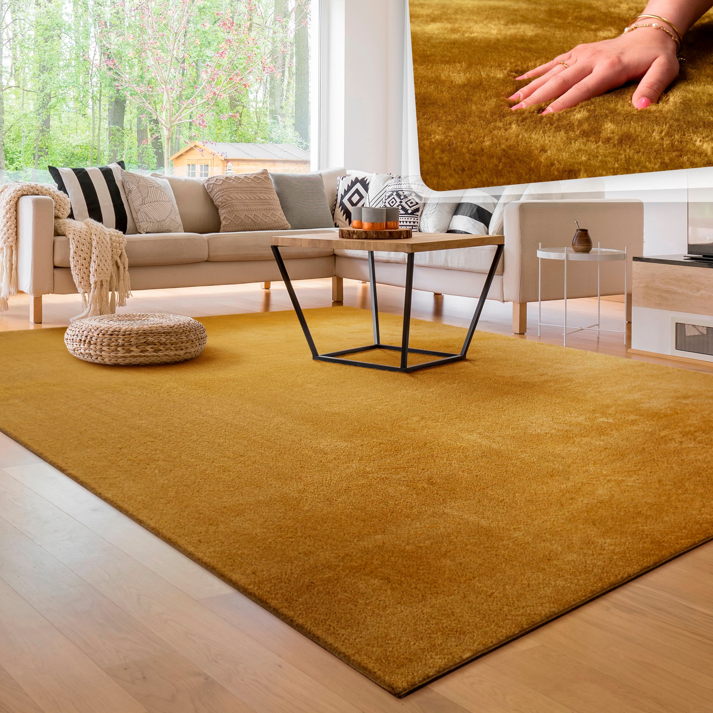 Paco Home Teppich waschbar, | rechteckig, »Cadiz als BAUR 630«, erhältlich auch besonders weich, Uni-Farben, Läufer