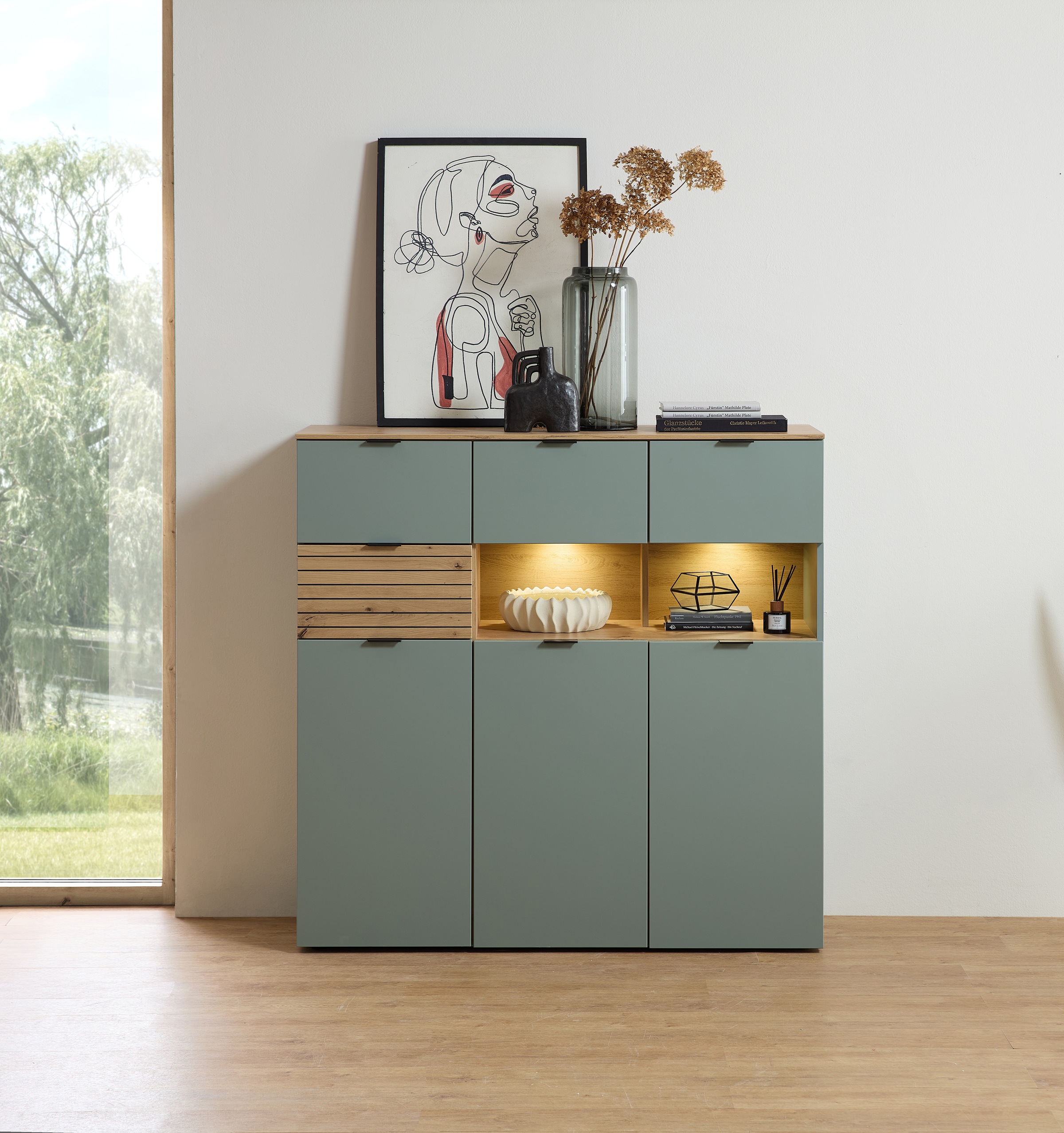 Innostyle Highboard "INA Highboard, 84 x 125 x 45 cm (B/H/T)" 1 Stk. tlg. 3 günstig online kaufen
