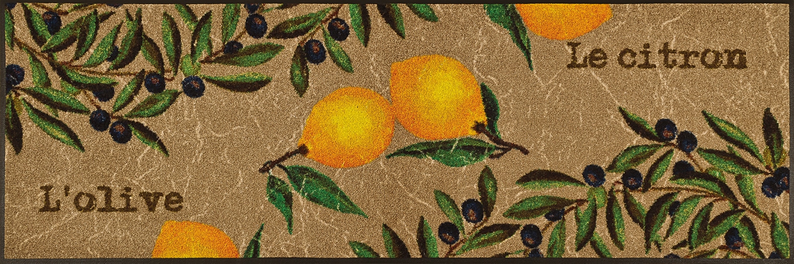 wash+dry by Kleen-Tex Küchenläufer "Le Citron" rechteckig 7 mm Höhe Teppich, Motiv Oliven & Zitronen, rutschhemmend, waschbar, Küche