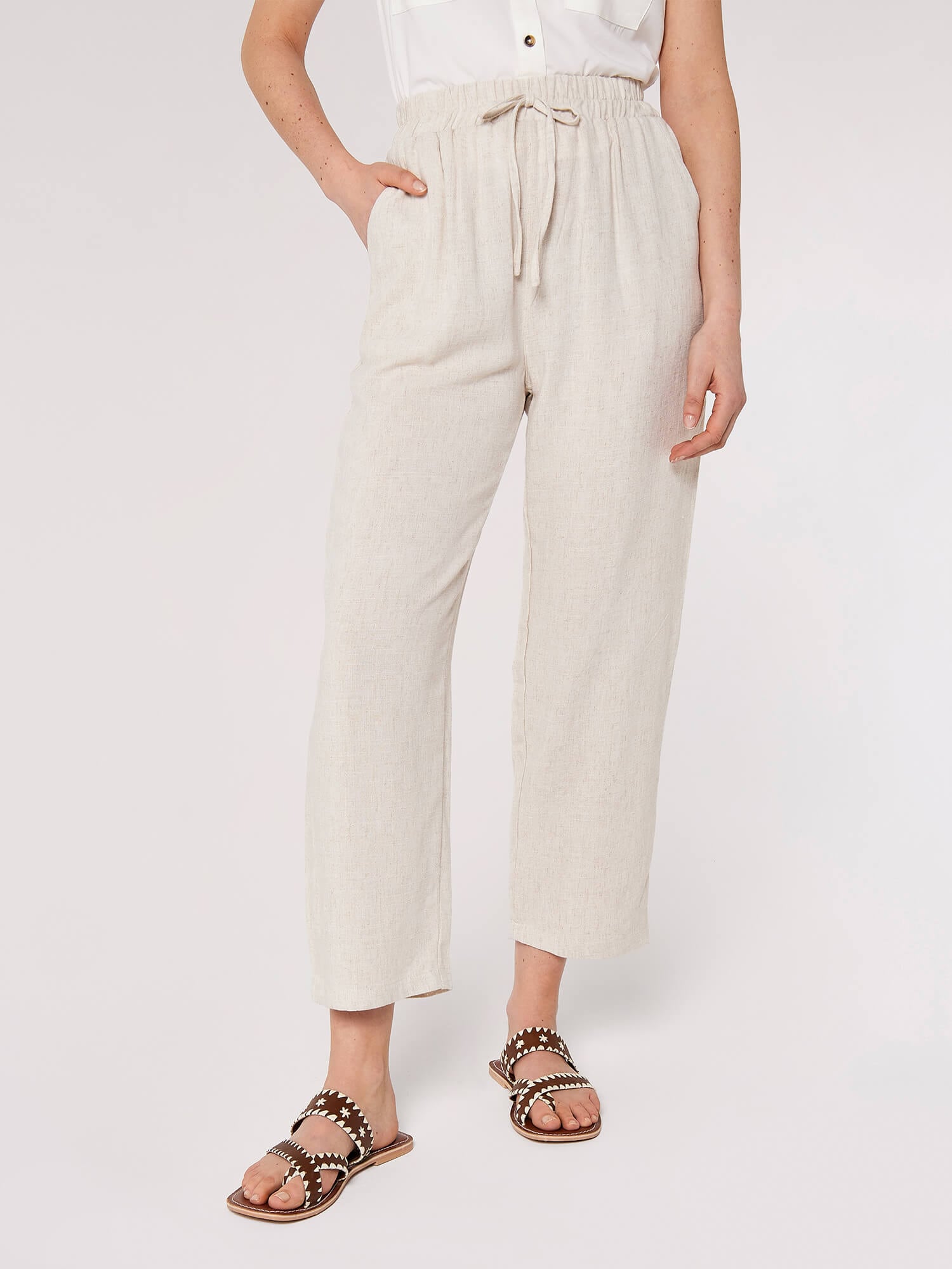 Apricot Palazzohose "Palazzo Hose" aus Leinen