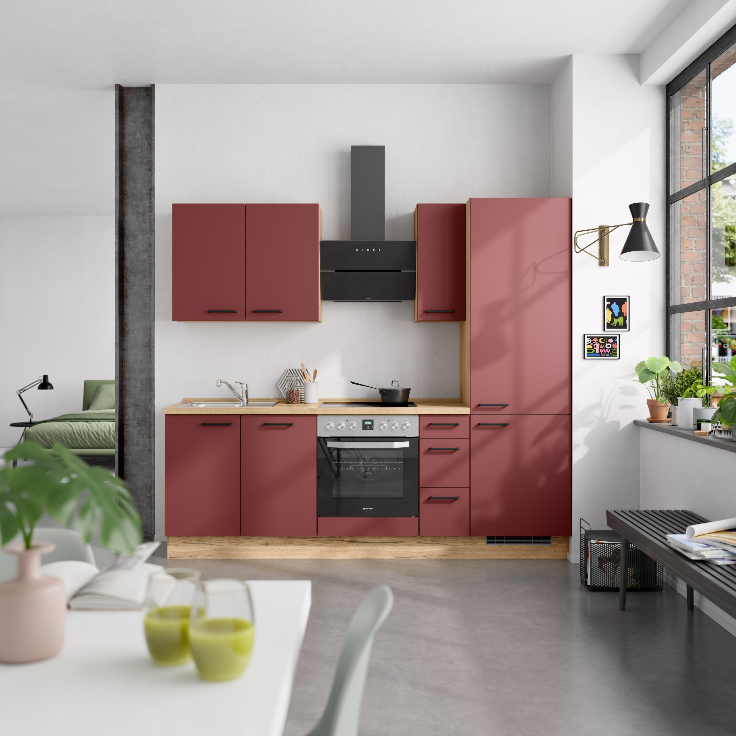 nobilia® Küchenzeile »"Easytouch II"«, vormontiert, Ausrichtung wählbar, Breite 240 cm, wahlw. mit E-Geräten