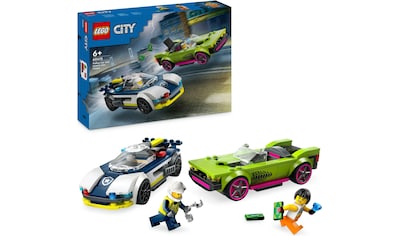 Konstruktionsspielsteine »Verfolgungsjagd mit Polizeiauto und Muscle Car (60415), LEGO...