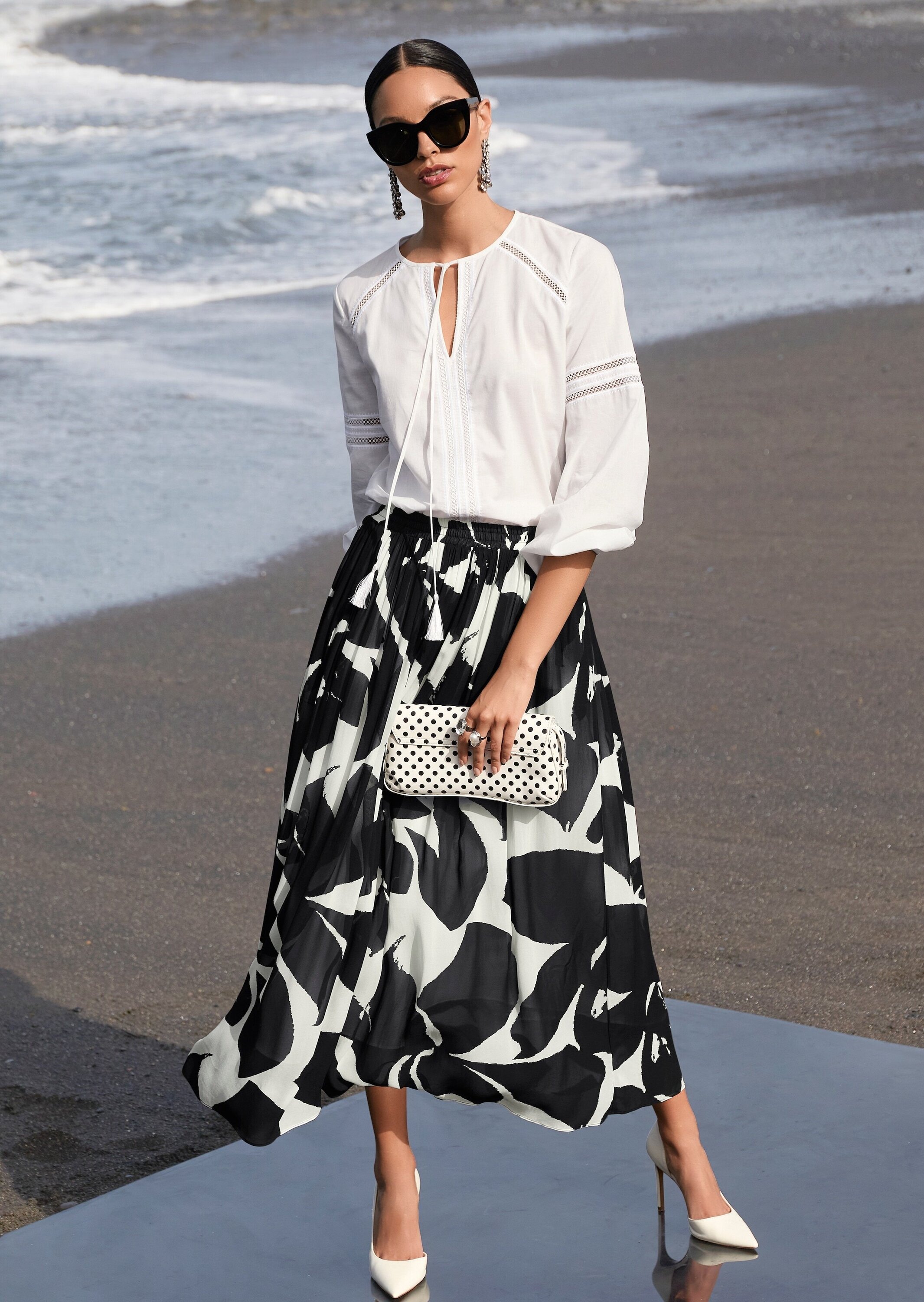 MADELEINE Midirock Midi Skirt Black/Off-White 40 3