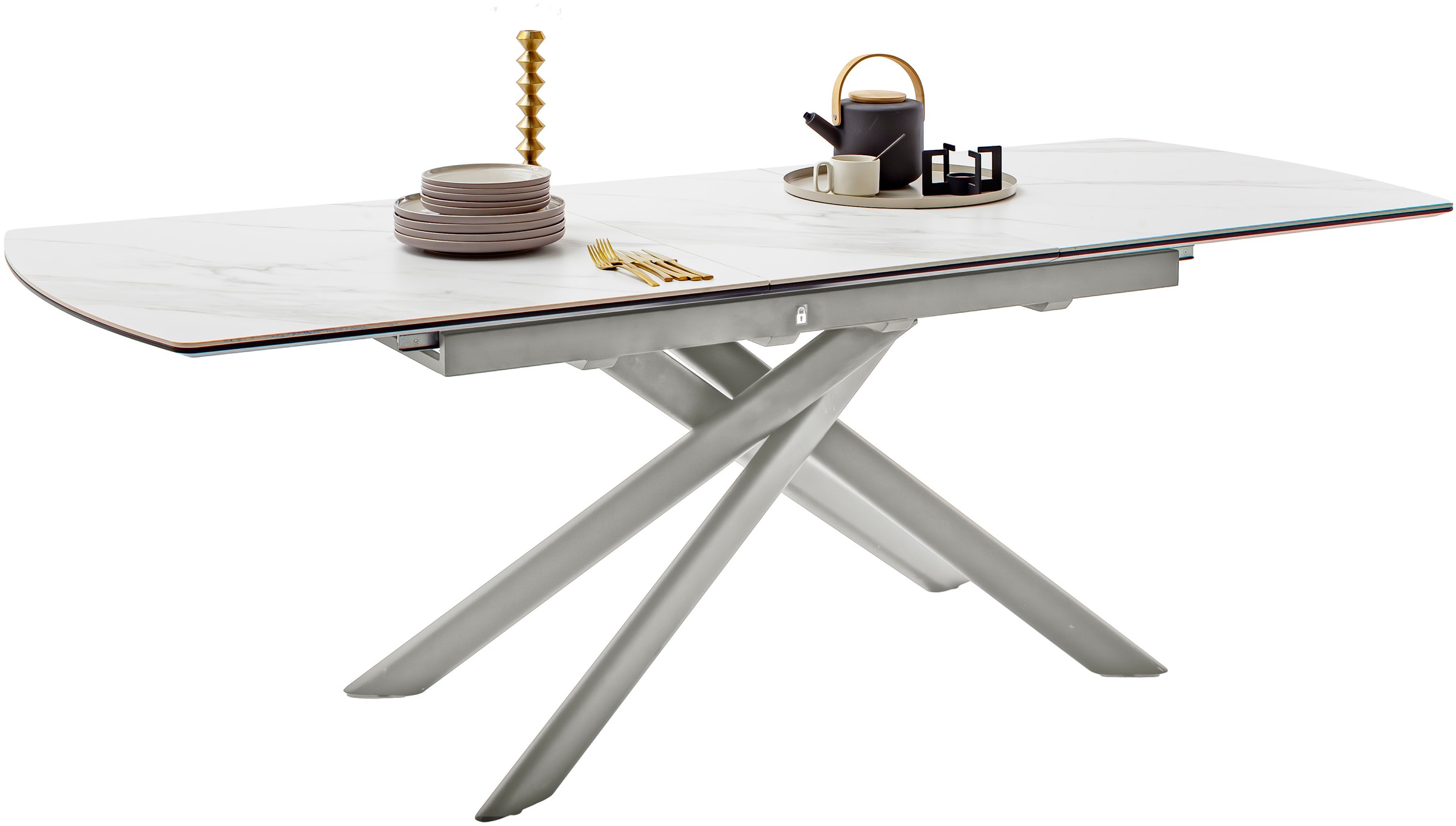 MCA furniture Esstisch »VANINO Auszugtisch 180-230 cm marmoriert«, (1 St.), Keramik,Edelstahl,Synchronauszug,ausziehbar,8-10 Personen