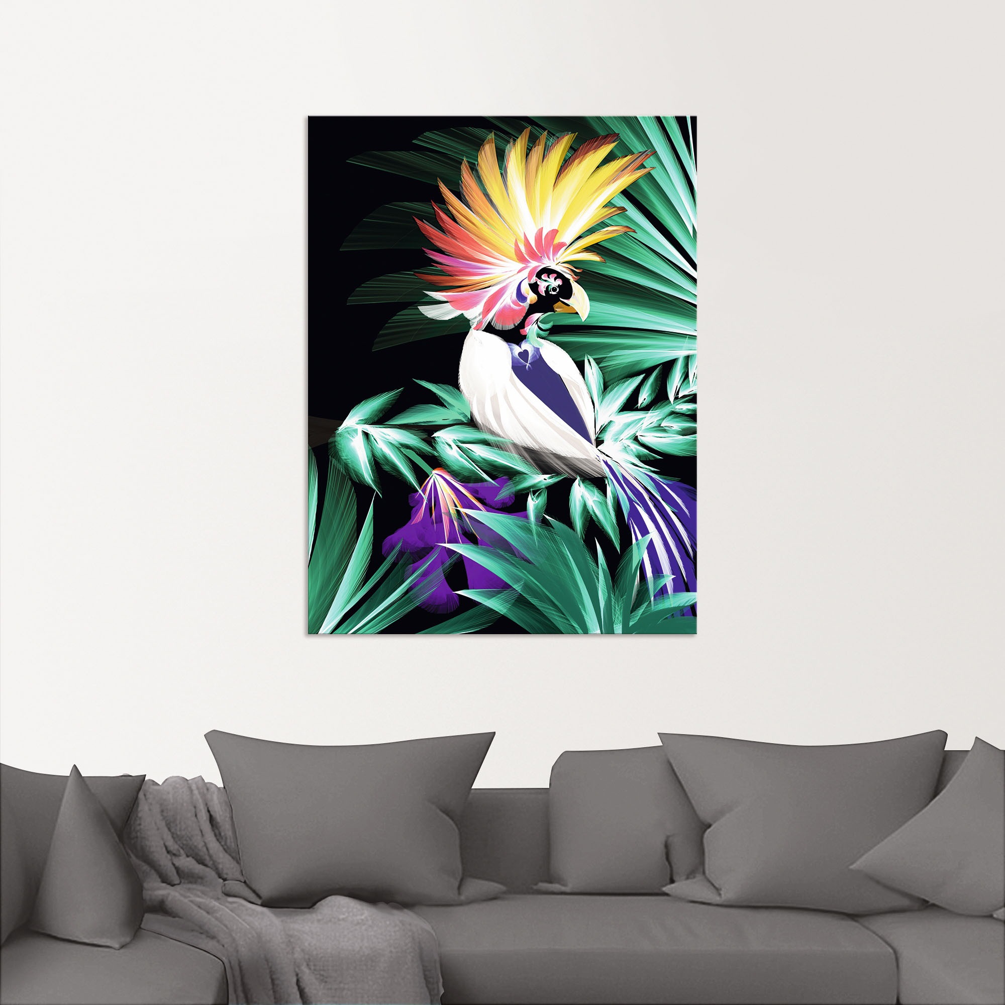 Artland Wandbild »Papageienvogel im Urwald«, Animal Fantasy, (1 St.), als Alubild, Leinwandbild, Wandaufkleber oder Poster in versch. Größen