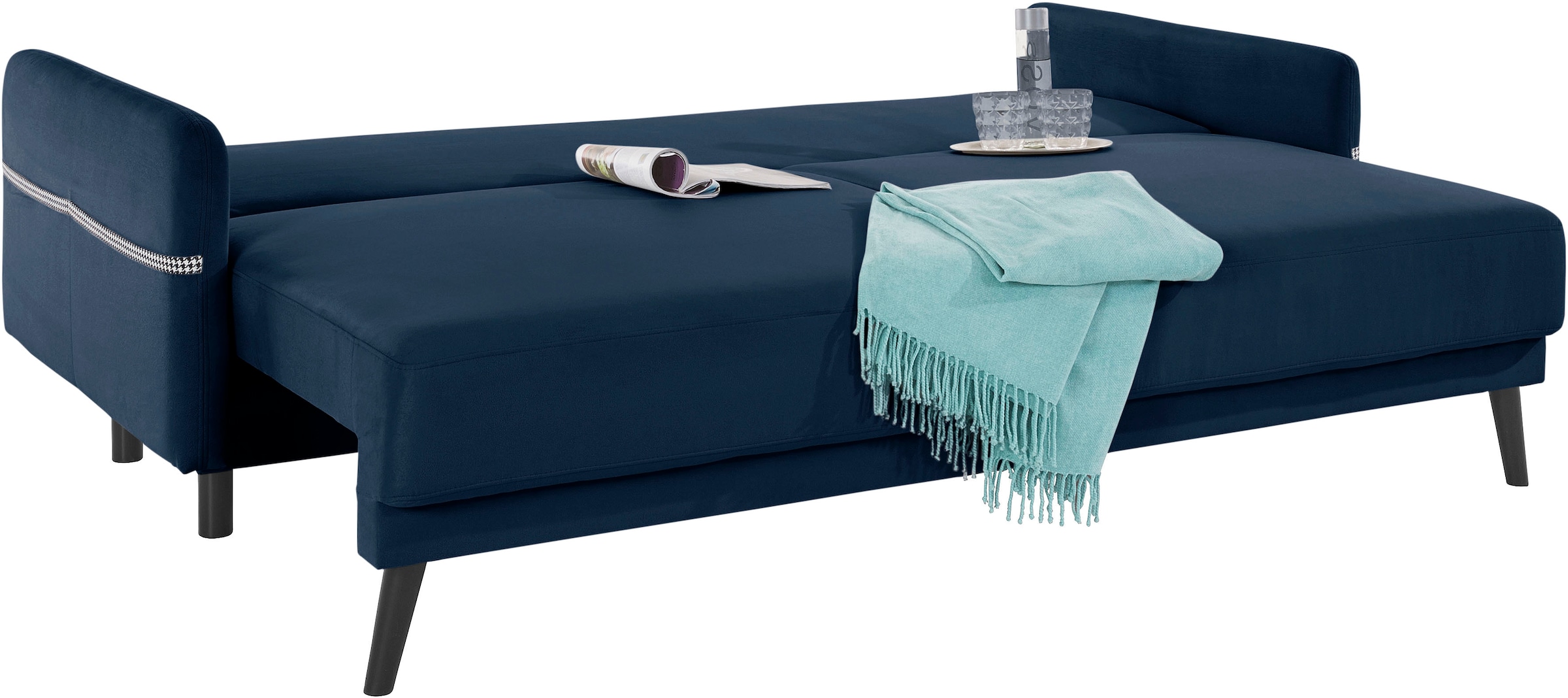 INOSIGN Schlafsofa »Emily«, incl. Bettfunktion und Bettkasten, Seitentache im Armteil, Federkern