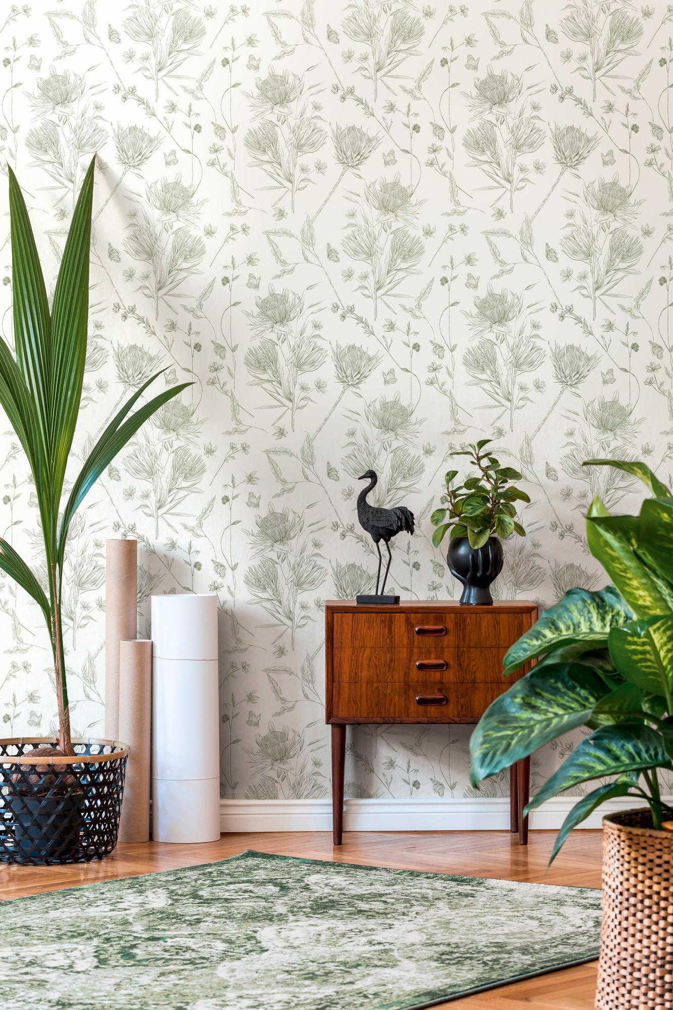 living walls Vliestapete »Drawn Into Nature florale Tapete Mustertapete Pflanzen Natur«, matt, Vliestapete Blätter für Schlafzimmer Küche Wohnzimmer Floral Design