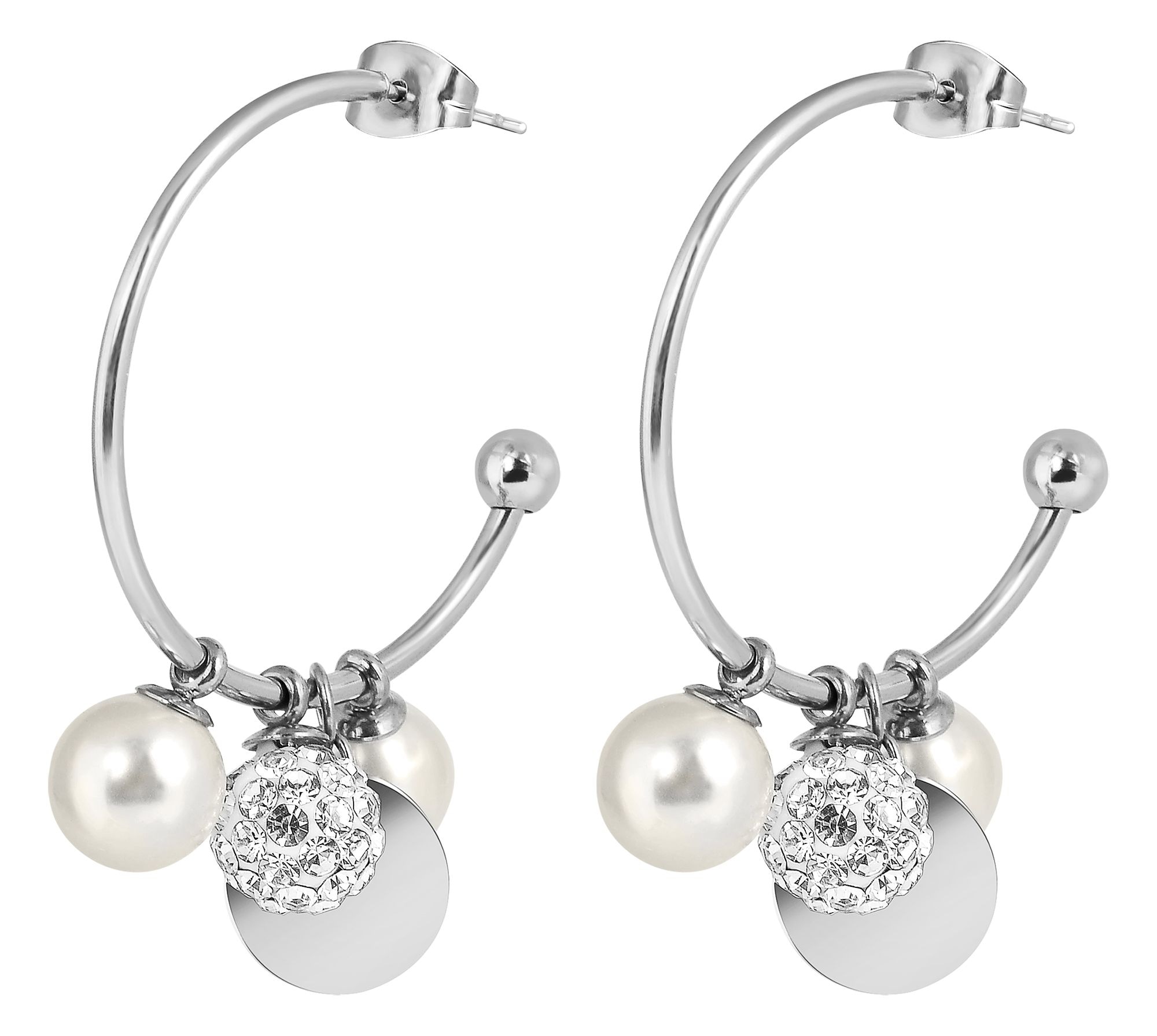 Adelia´s Paar Creolen »Damen Ohrringe – Creole aus Edelstahl mit Perle« Schöne Geschenkidee zum Muttertag