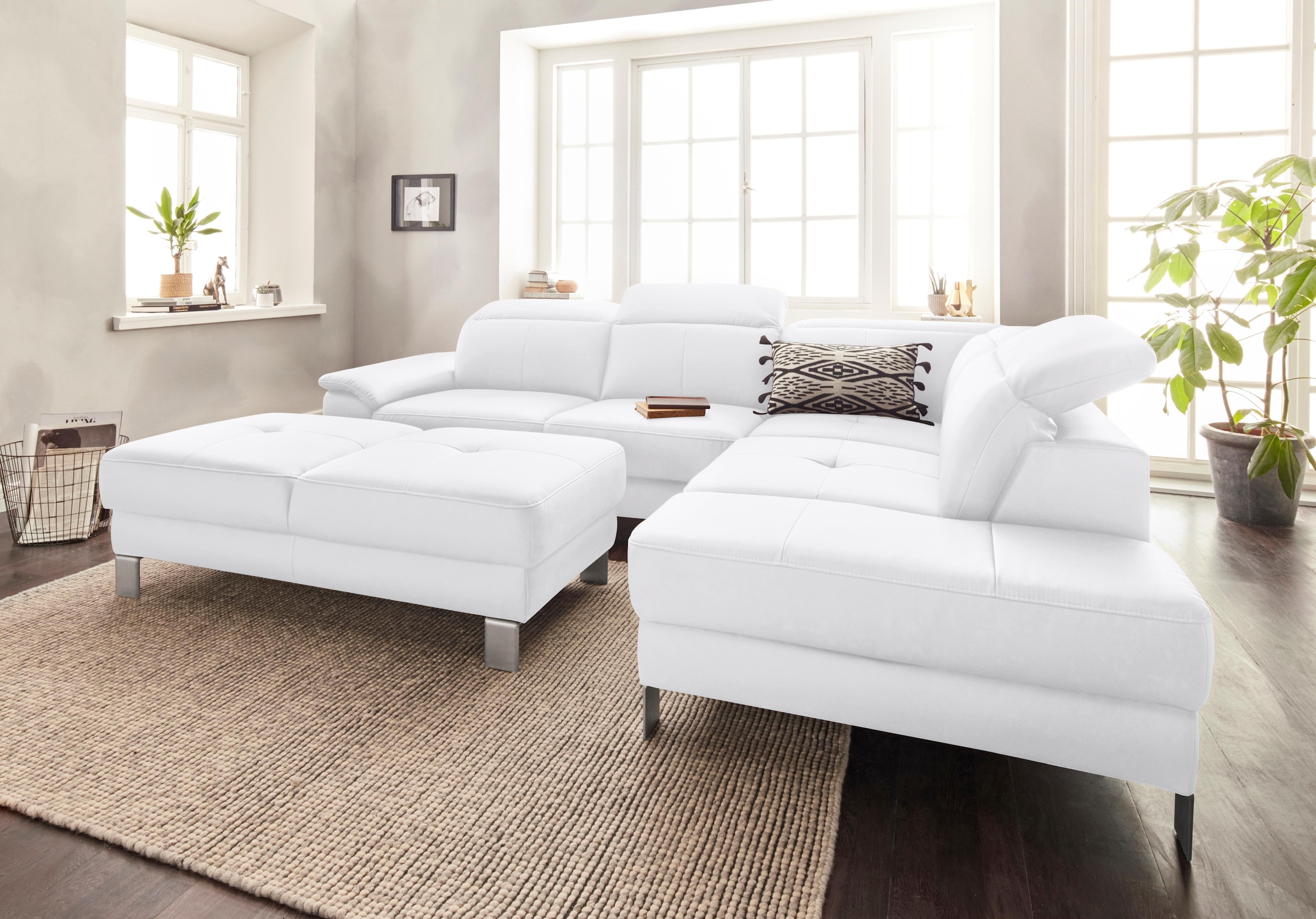 exxpo - sofa fashion Ecksofa »Mantua, L-Form«, mit Kopf- bzw. Rückenverstellung, Bettfunktion u. Bettkasten