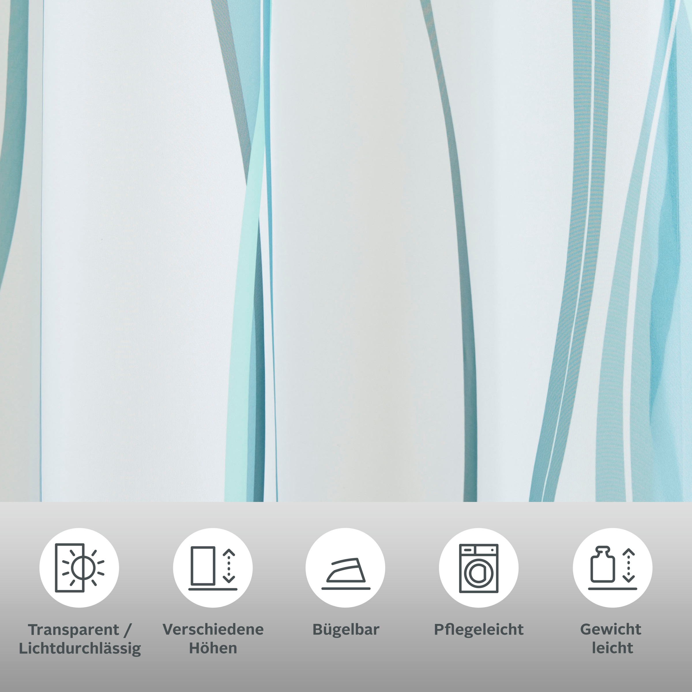 Thumbnail - my home Gardine "Dimona" Ösen 2 Stk. tlg. 2-er Set, transparent, Voile, Polyester, Wellen