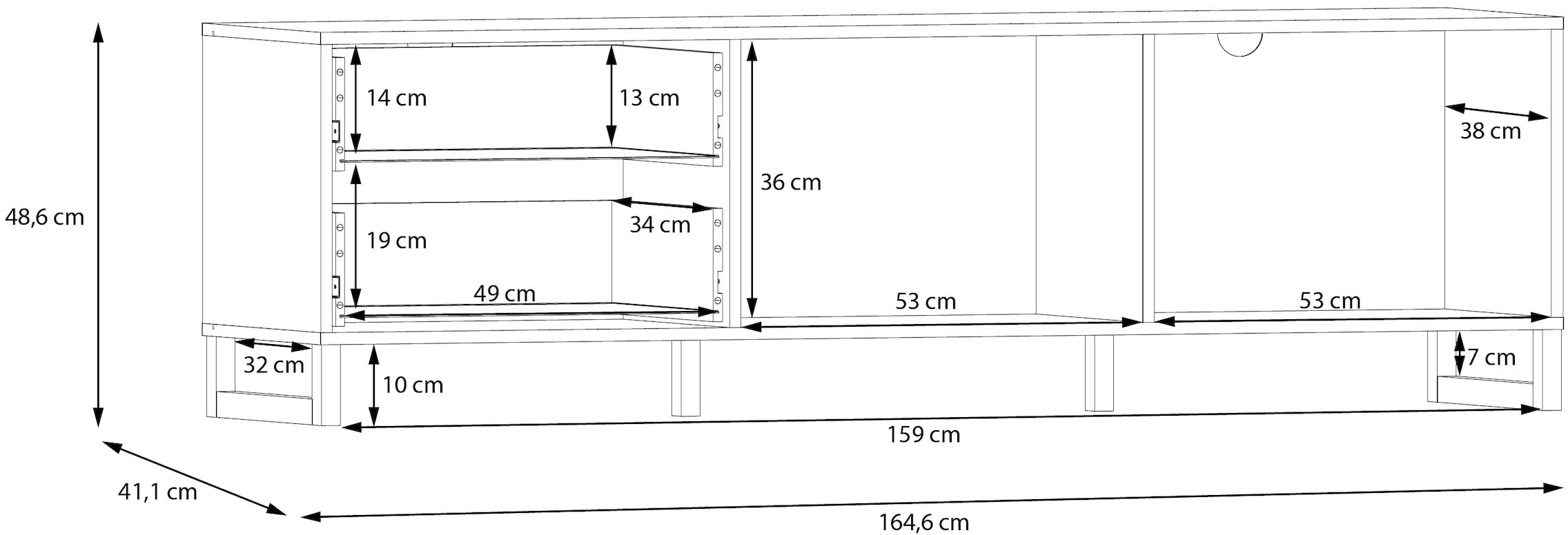 FORTE TV-Board »Silba«, Breite ca. 164,4 cm