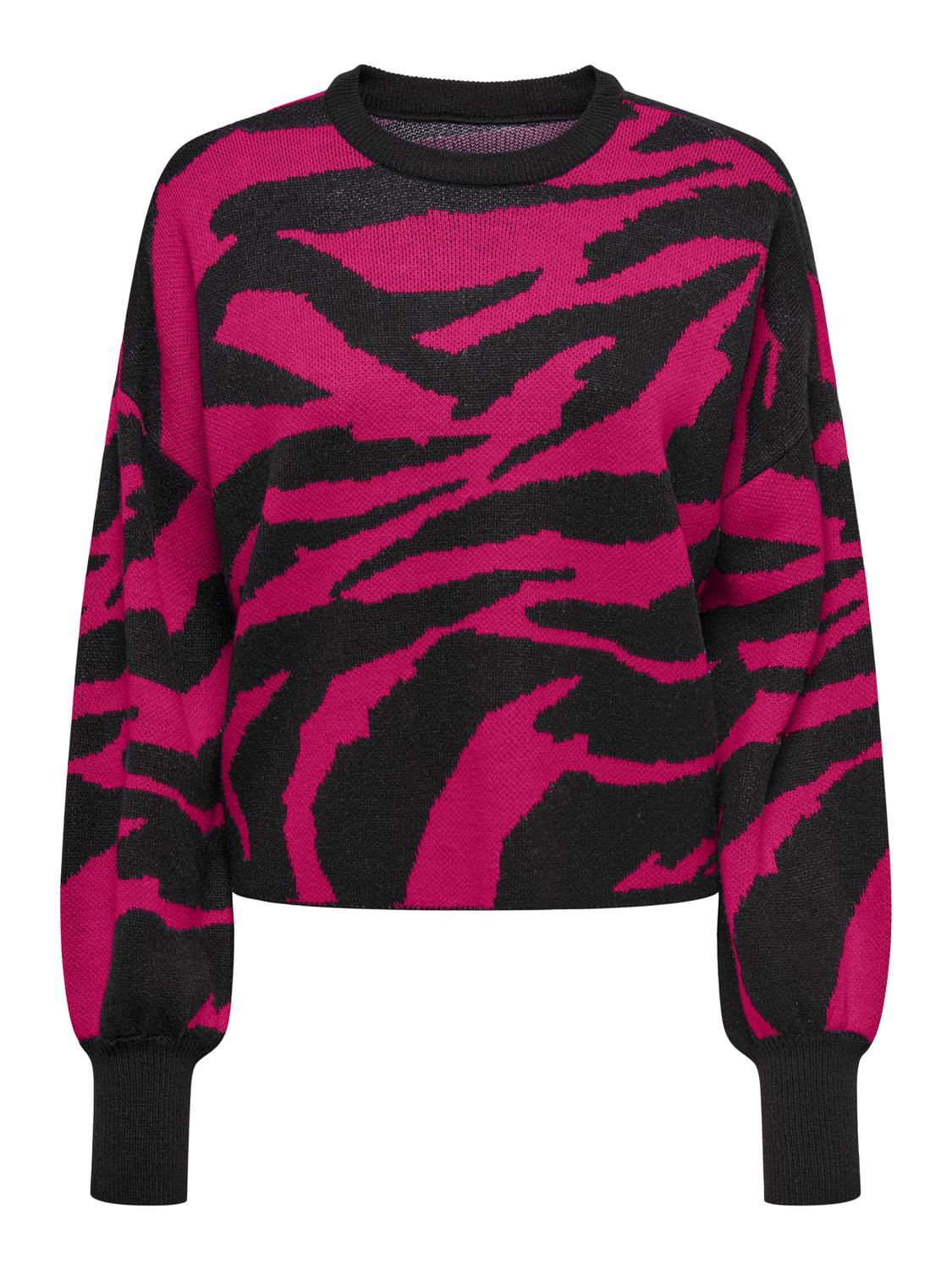 ONLY Strickpullover "ONLHILLA LS JQ MIX BOX O-NECK KNT NOOS" Kunstfaser, regular fit