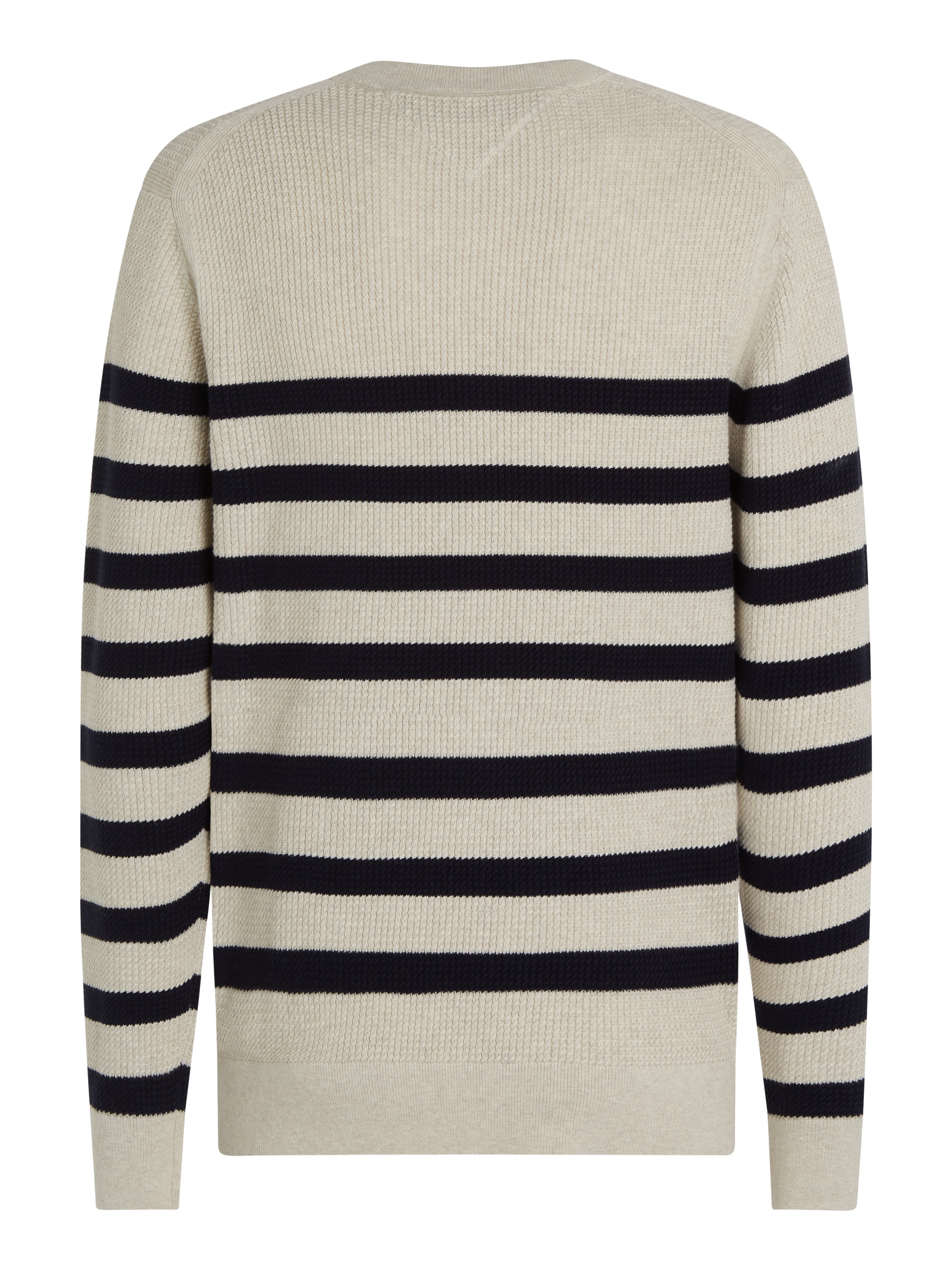 Tommy Hilfiger Strickpullover »STRUCTURE CREW NK«, mit kontrastfarbenen Streifen
