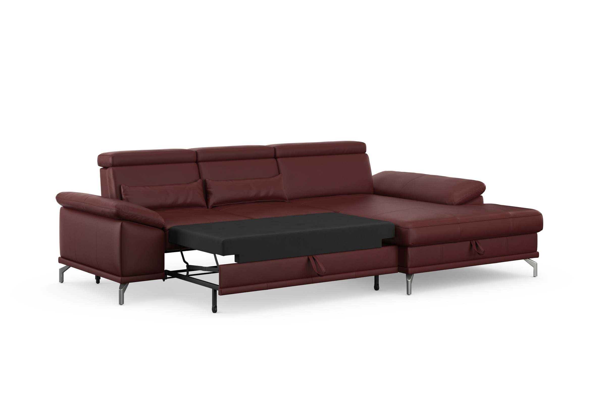 sit&more Ecksofa »Cabrio L-Form, mit Sitztiefenverstellung, Arm- und Kopfteilverstellung«, 2 Nierenkissen, Federkern, optional Bettfunktion und Stauraum