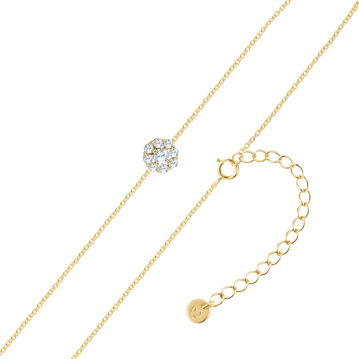 Kette mit Anhänger GLANZSTÜCKE MÜNCHEN "AV279", gelbgold, Halsketten, Damen, 40,0cm Basiskette + 5,0cm Verlängerung,mit Zirkonia, Silber 925 (Sterlingsilber), mit Zirkonia 2