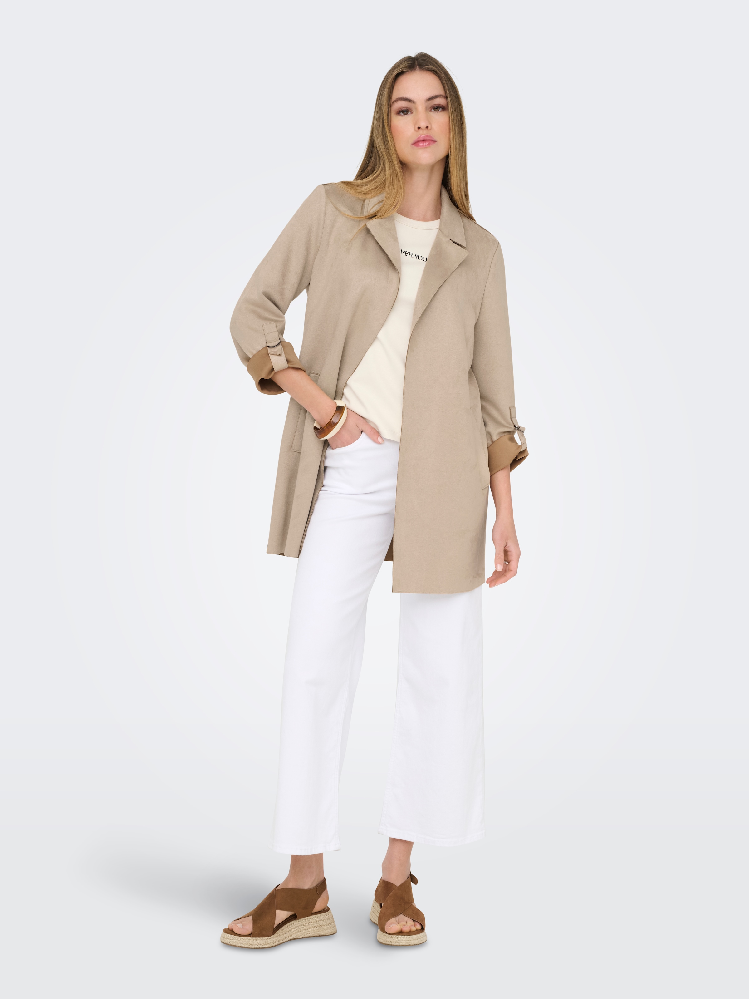 ONLY Langjacke »ONLJOLINE FAUX SUEDE COAT LIFE CC OTW«, ohne Kapuze, mit Reverskragen
