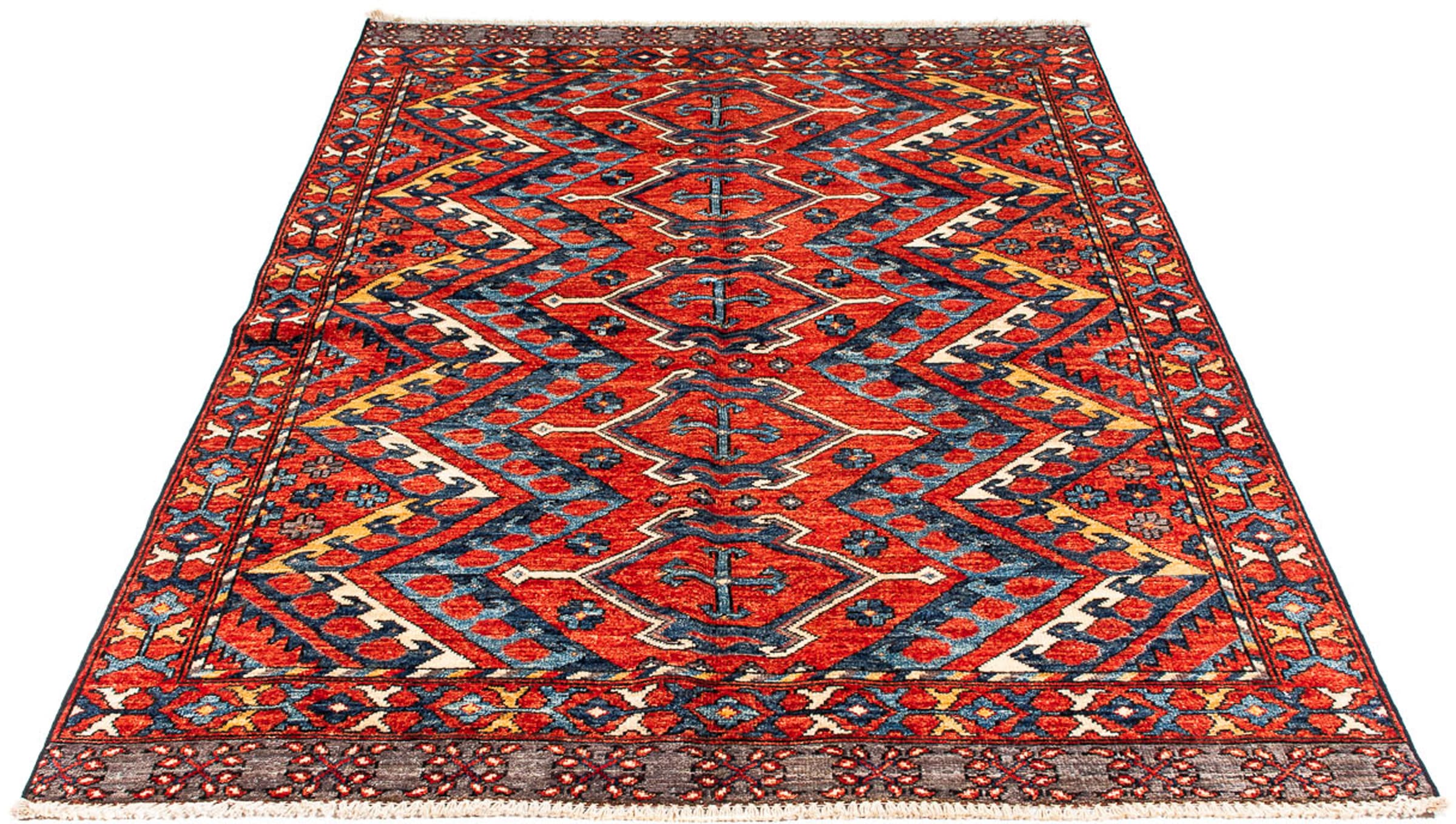 morgenland Orientteppich "Afghan - 182 x 118 cm - mehrfarbig", rechteckig, 7 mm Höhe, Wohnzimmer, Handgeknüpft, Einzelst