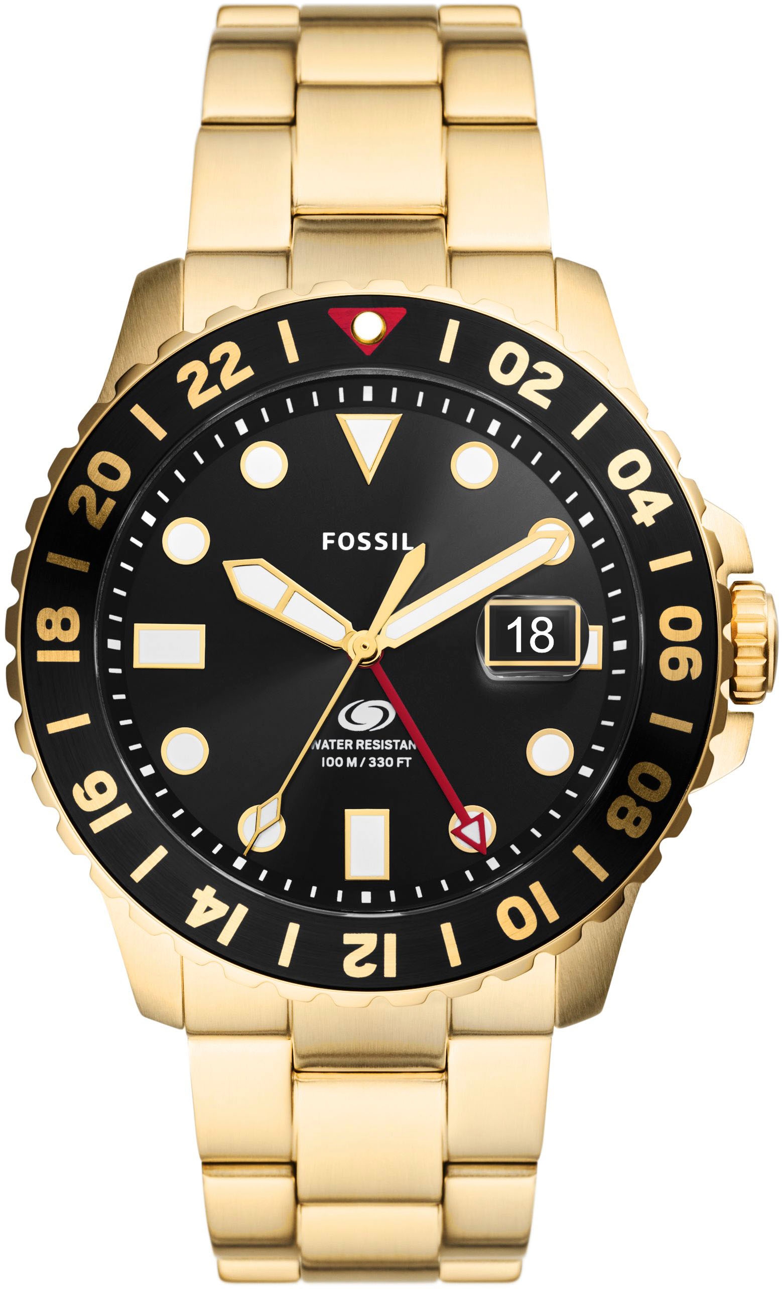 Quarzuhr »FOSSIL BLUE GMT, FS5990«, Armbanduhr, Herrenuhr, Edelstahlarmband, bis 10...