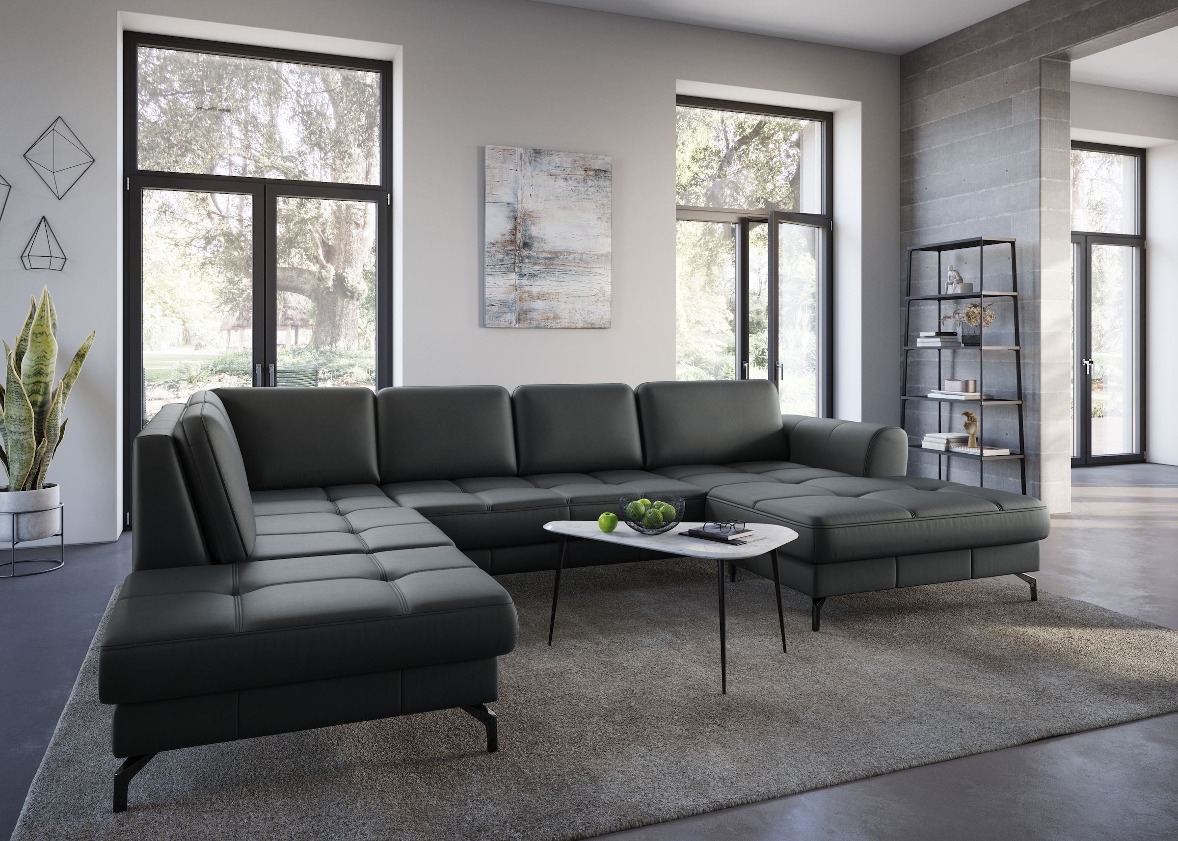 sit&more Wohnlandschaft »Bendigo U-Form«, inklusive Sitztiefenverstellung, Bodenfreiheit 12 cm, in 2 Fußfarben