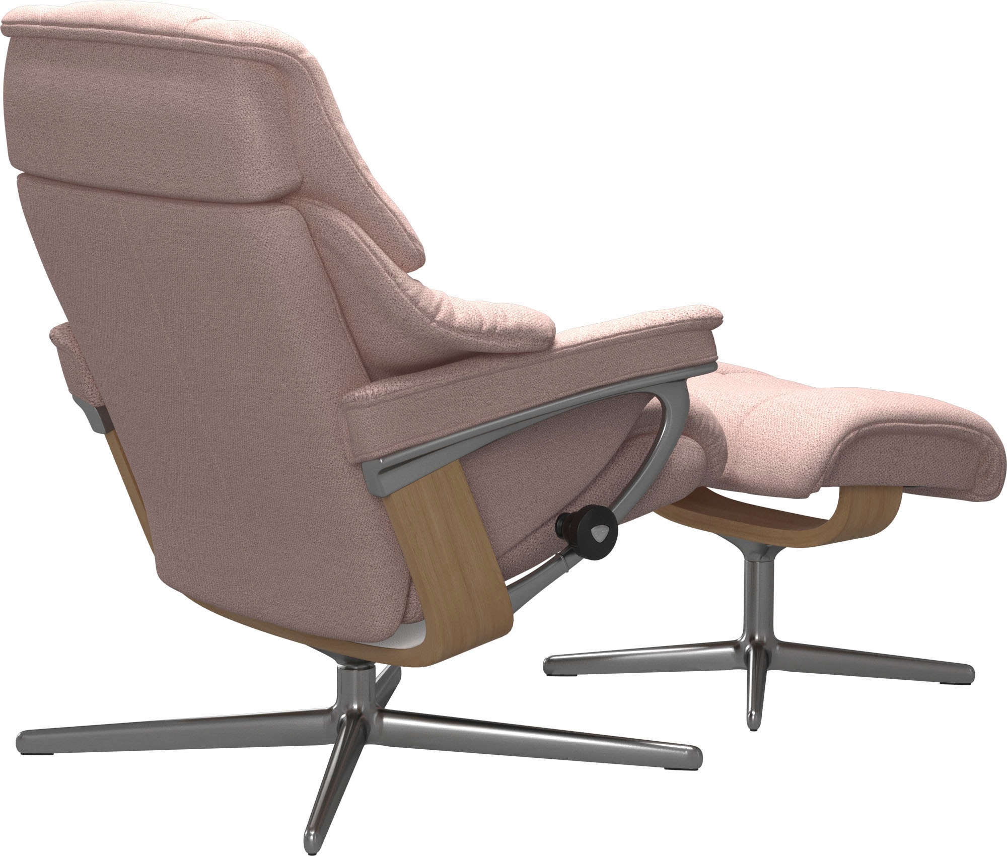 Stressless® Relaxsessel »Reno«, (Set, Relaxsessel mit Hocker), mit Hocker, mit Cross Base, Größe S, M & L, Holzakzent Eiche