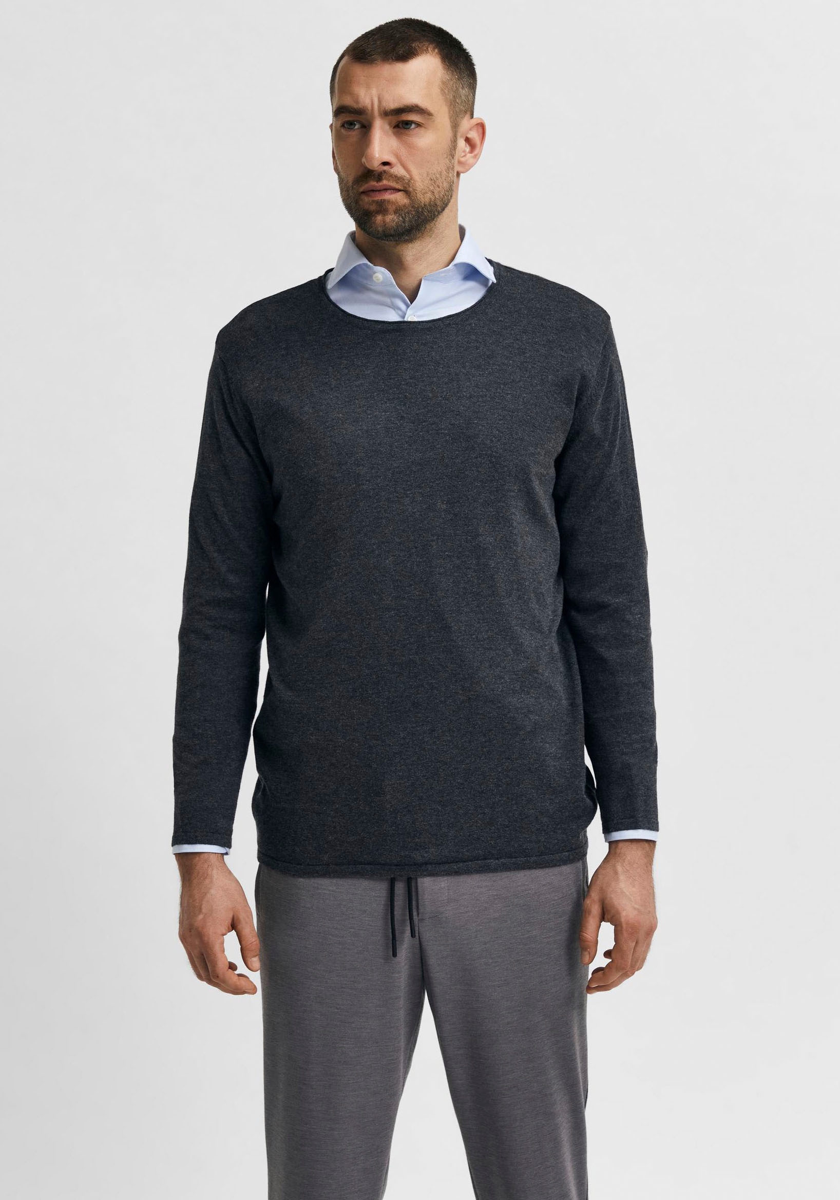 SELECTED HOMME Rundhalspullover "SLHROME LS KNIT CREW NECK NOOS" günstig online kaufen