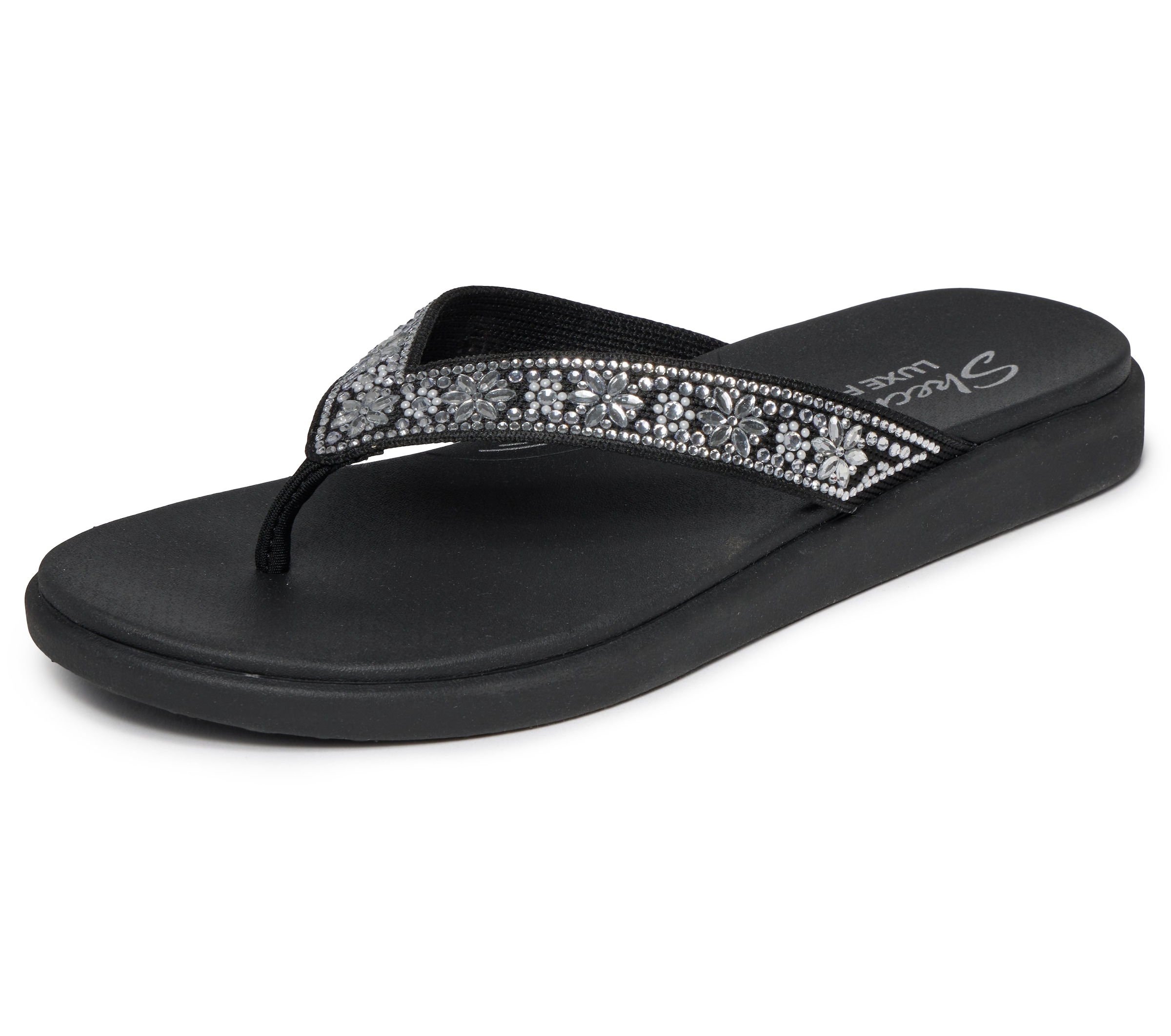 Skechers Zehentrenner "Meditation Luxe" Sommerschuh, Strandschuh, Urlaubsschuh Mit Glitzersteine