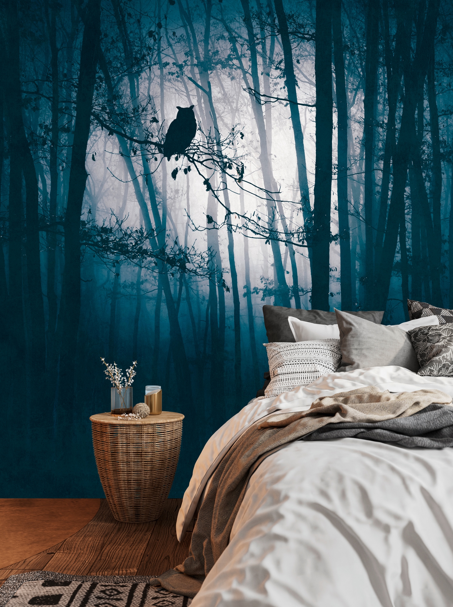 living walls Fototapete "THE WALL III Wald-Tapete Motivtapete Eule Wald" ma günstig online kaufen