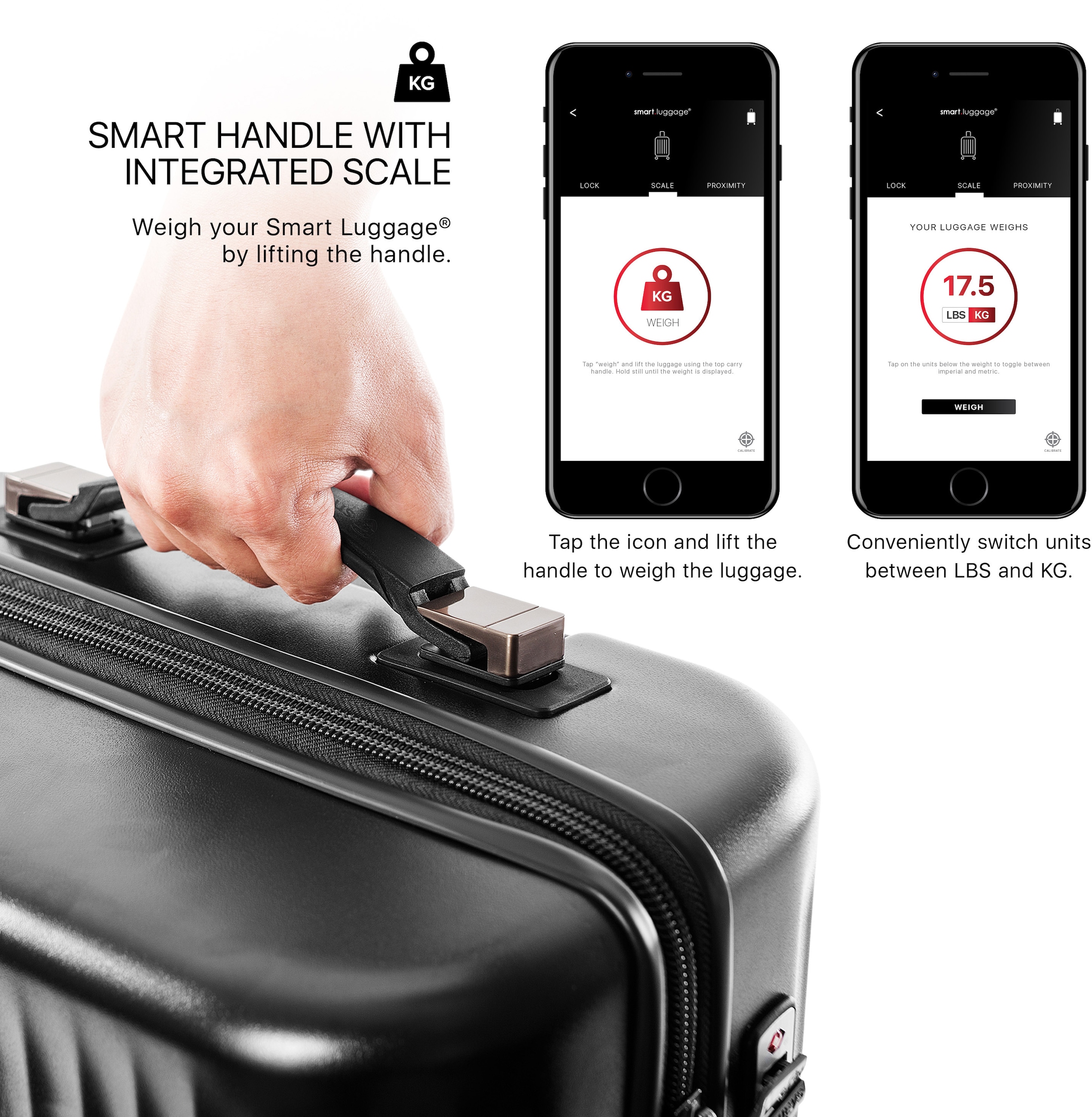 Heys Hartschalen-Trolley »Smart Luggage®, 53 cm, Burgund«, 4 Rollen, Handgepäck vollständig venetztes High-End-Gepäck mit App-Funktion
