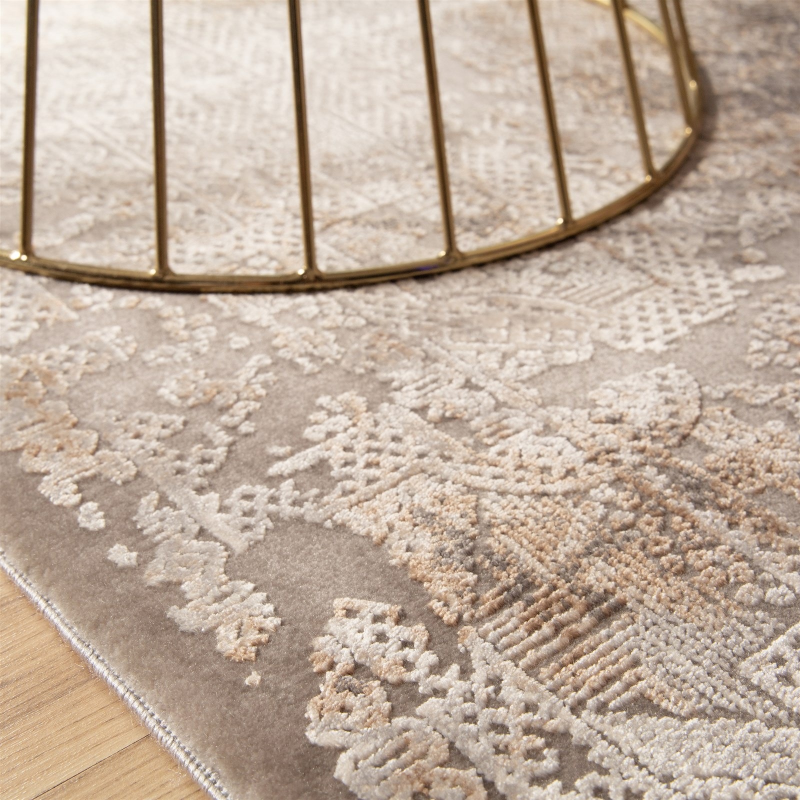 Teppich KAYOOM "Gem 960", taupe, B:120cm H:15mm L:170cm, Viskose, Teppiche, Teppich, Kurzflor, Vintage, Modernes Muster, Viskose, Fußbodenheizungsgeeignet 2