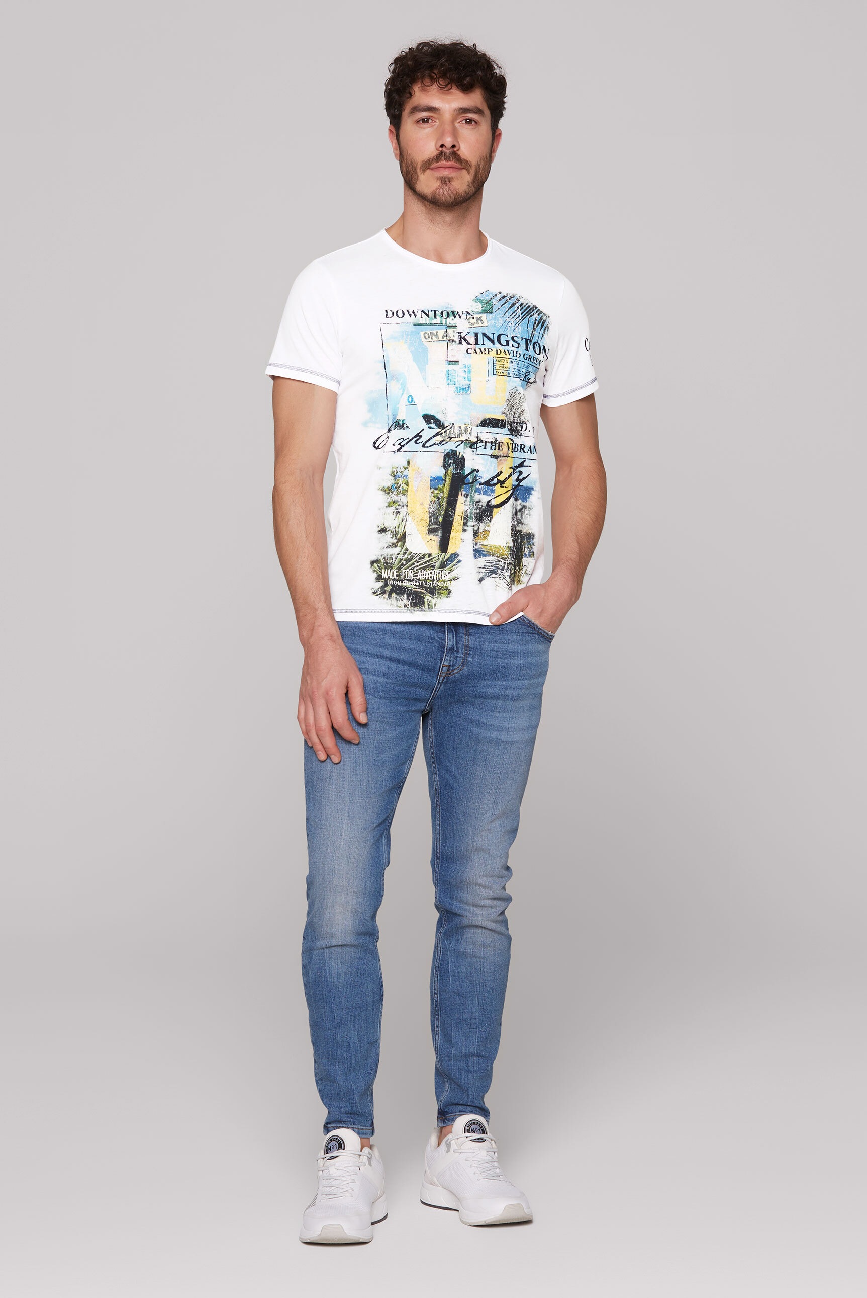 Thumbnail - CAMP DAVID Rundhalsshirt, mit offener Kante am Ausschnitt
