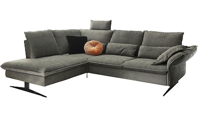 Ecksofa, (1 St.), incl. 2 Kopfstützen, mit klappbarer Armlehne, weiches Sitzgefühl,...