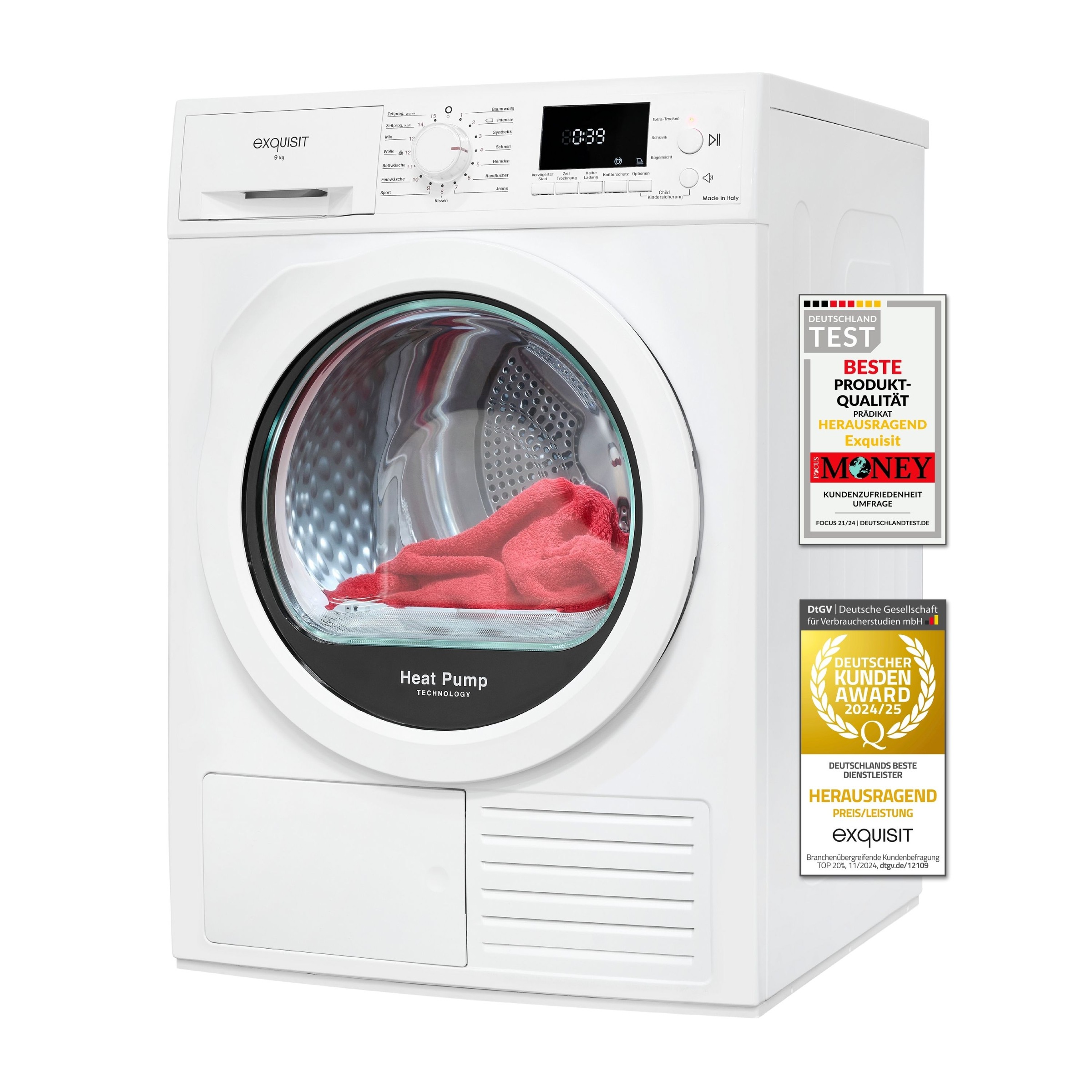exquisit Wärmepumpentrockner "TWP903-410 weiss" 9 kg, 15 Programme, Startze günstig online kaufen