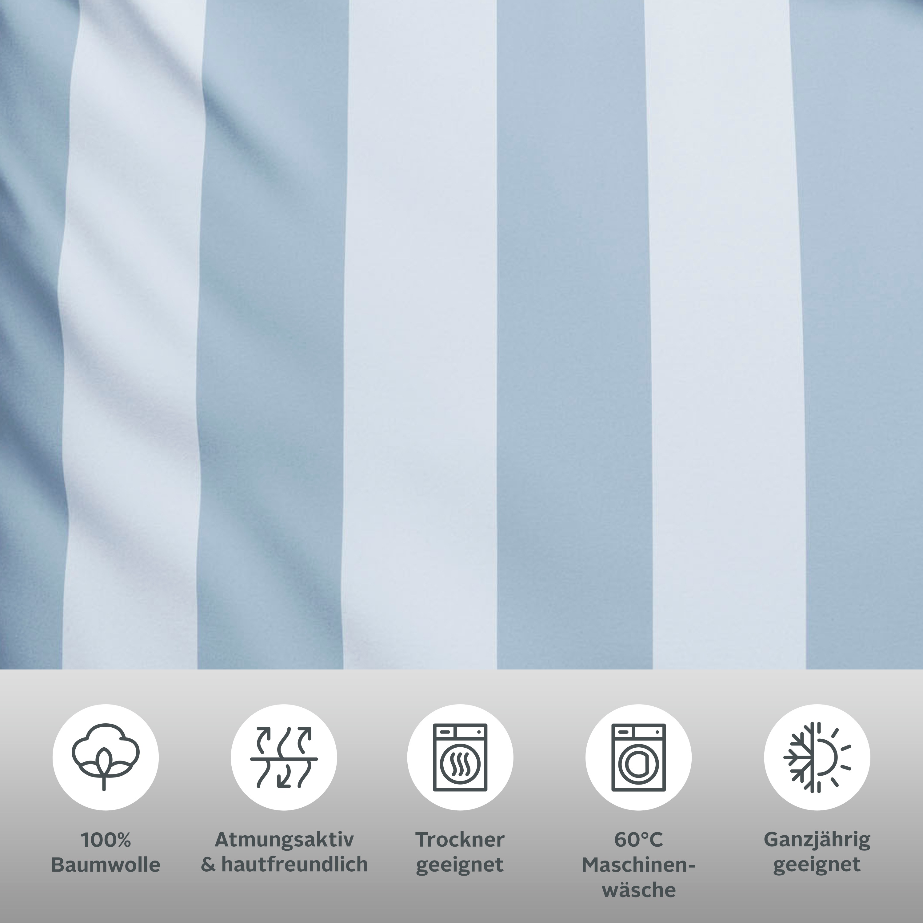 Thumbnail - Home affaire Bettwäsche "Sari" 2 Stk. tlg. in verschiedenen Qualitäten, maritime Bettwäsche mit Streifen