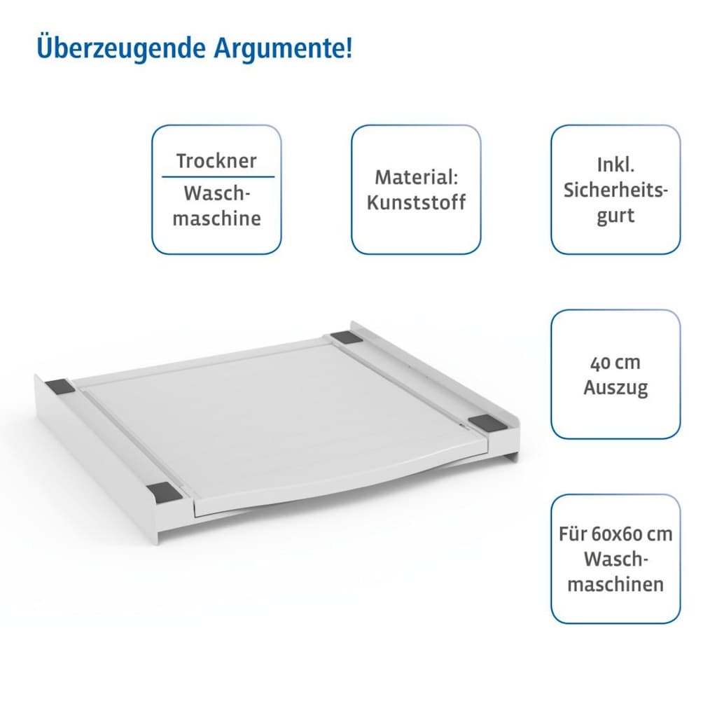 Xavax Zwischenbaurahmen »für Waschmaschinen und Trockner mit Zurrgurt, Ablage«, Traglast Platte: 10 kg