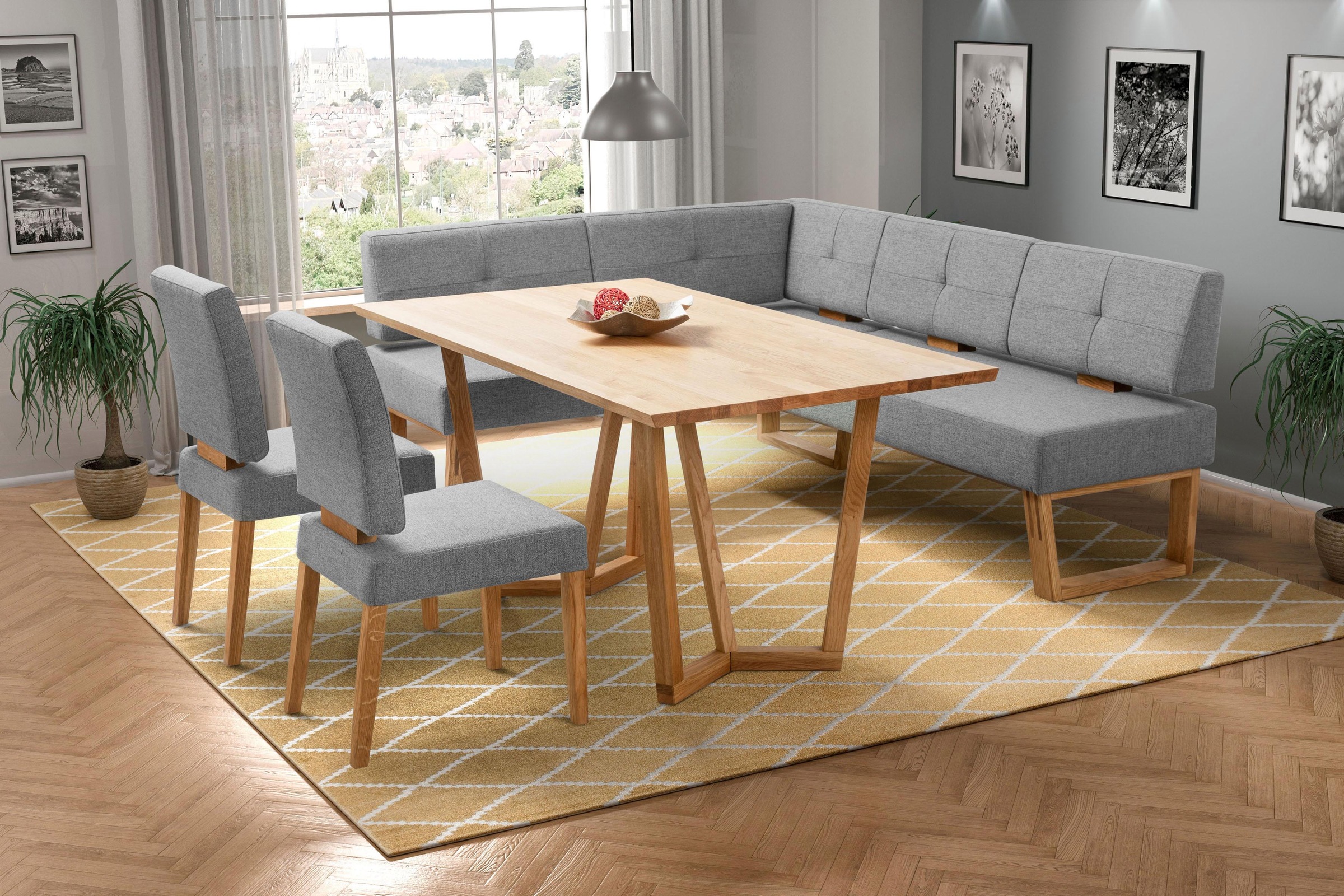 OTTO home Eckbank "Ponza Polsterbank, Esszimmerbank" mit Massivholzgestell, günstig online kaufen