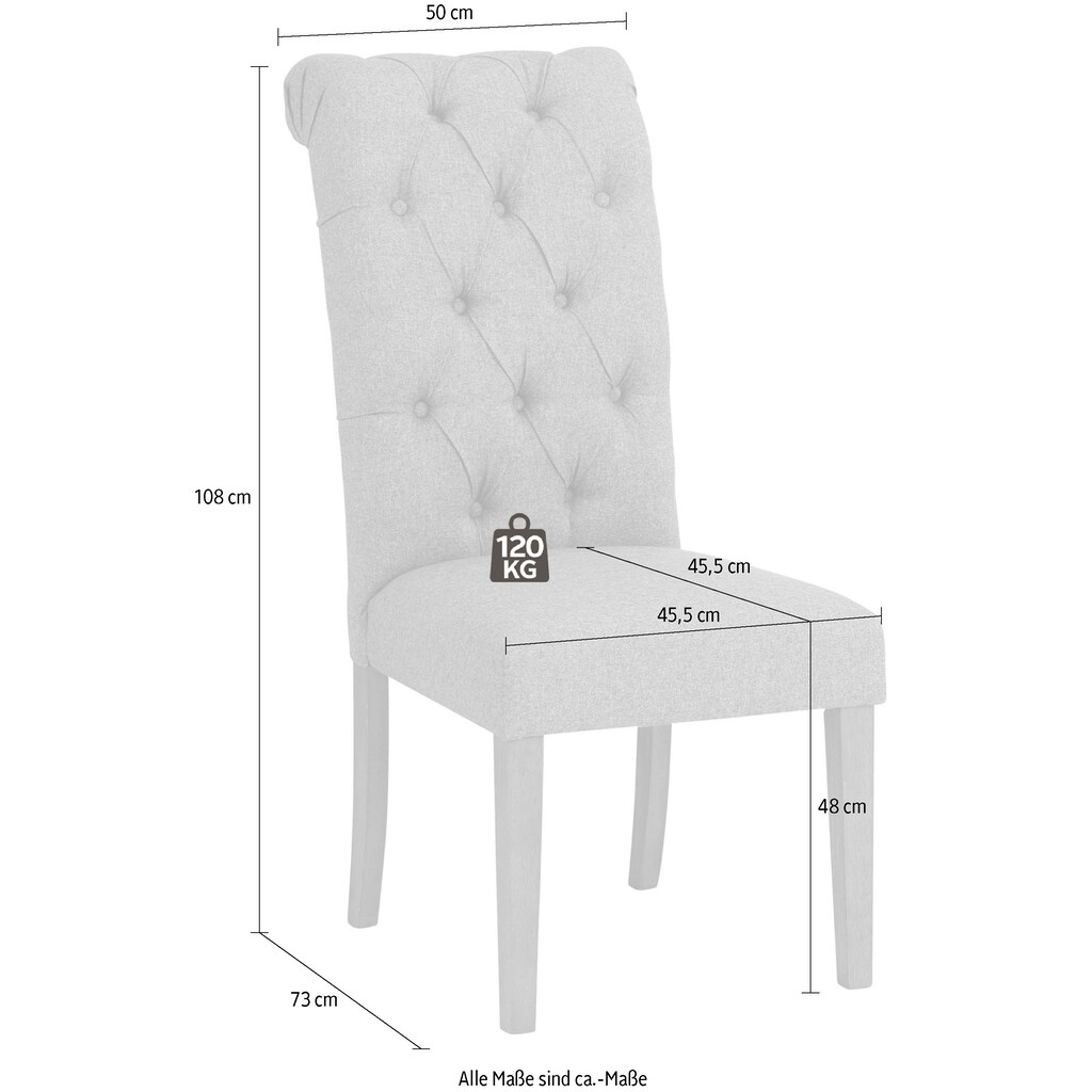 Home affaire Esszimmerstuhl »Liao«, (Set), Samtstoff, 2er-Set, mit edler Knopfheftung in der Rückenlehne